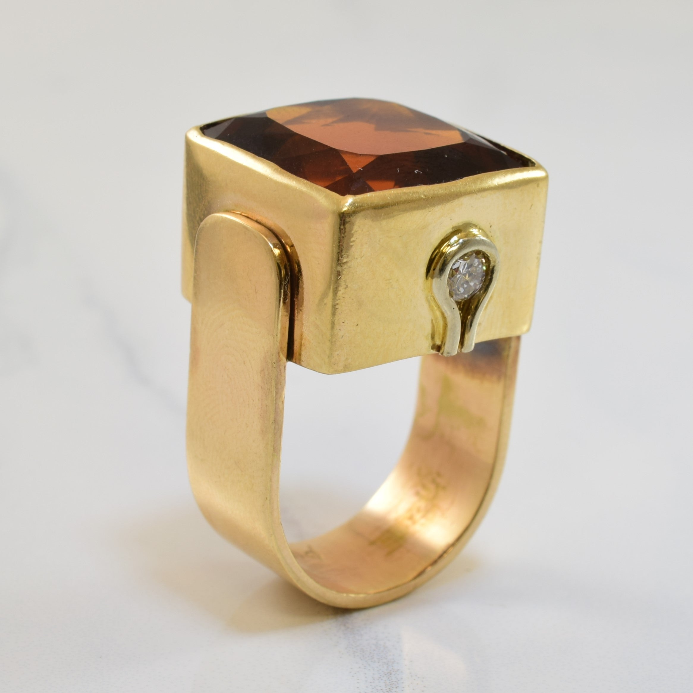 Citrine & Diamond Cocktail Ring | 24.00ct, 0.17ct | SZ 8.5 |