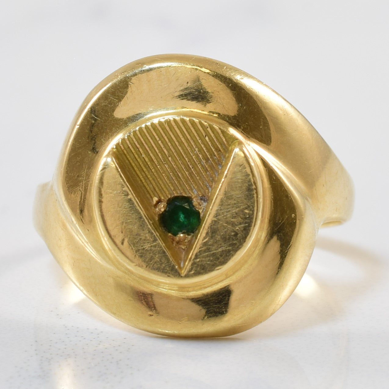 Solitaire Emerald Signet Ring | 0.03ct | SZ 6.5 |
