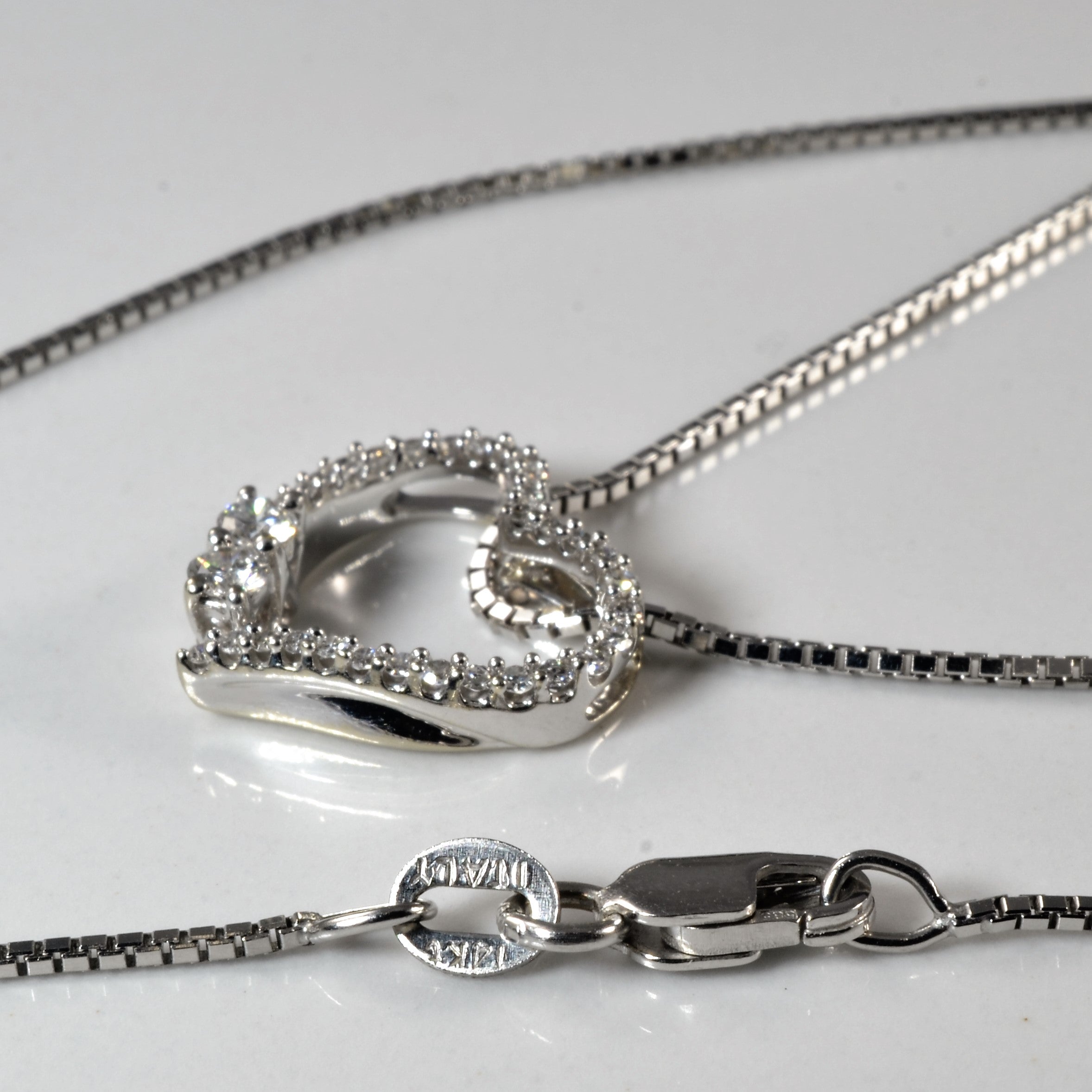 Pave Diamond Heart Necklace | 0.36ctw | 16" |