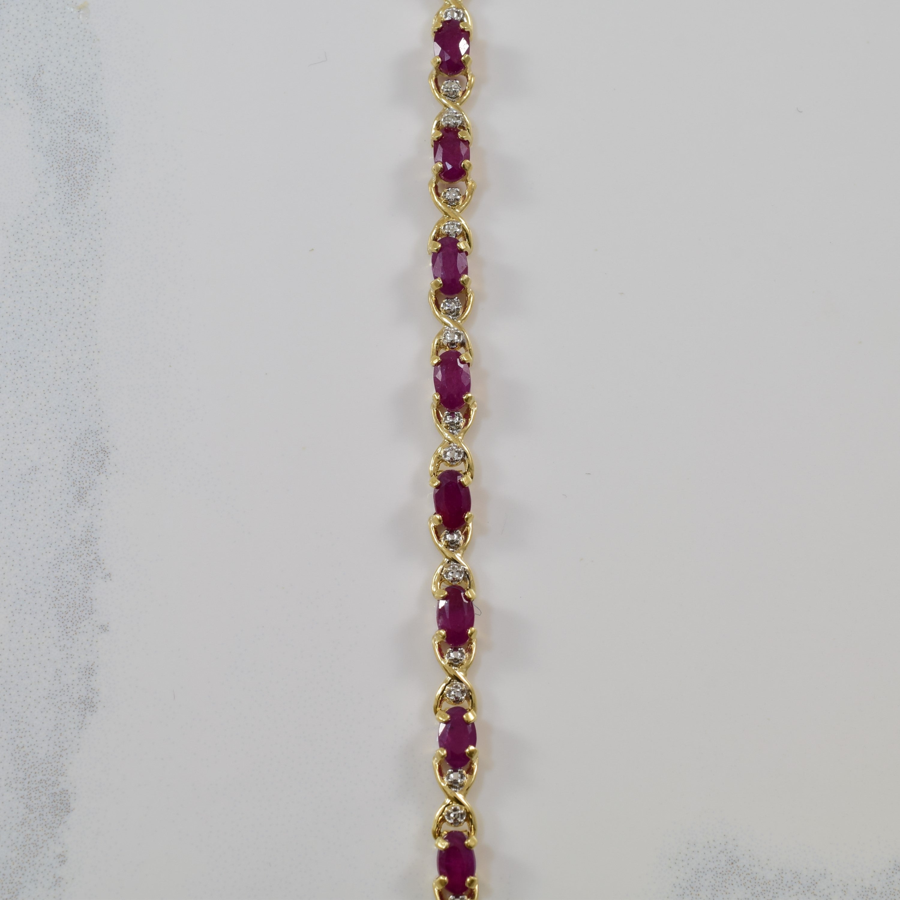 Ruby & Diamond Tennis Bracelet | 4.00ctw, 0.02ctw | 7" |