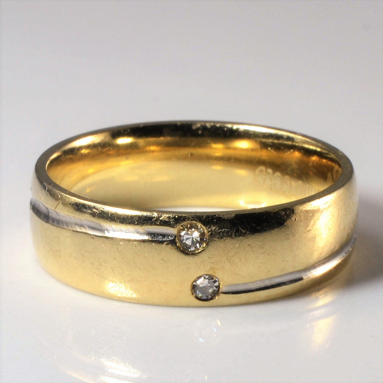 Flush Set Two Stone Diamond Band | 0.04ct | SZ 8 |