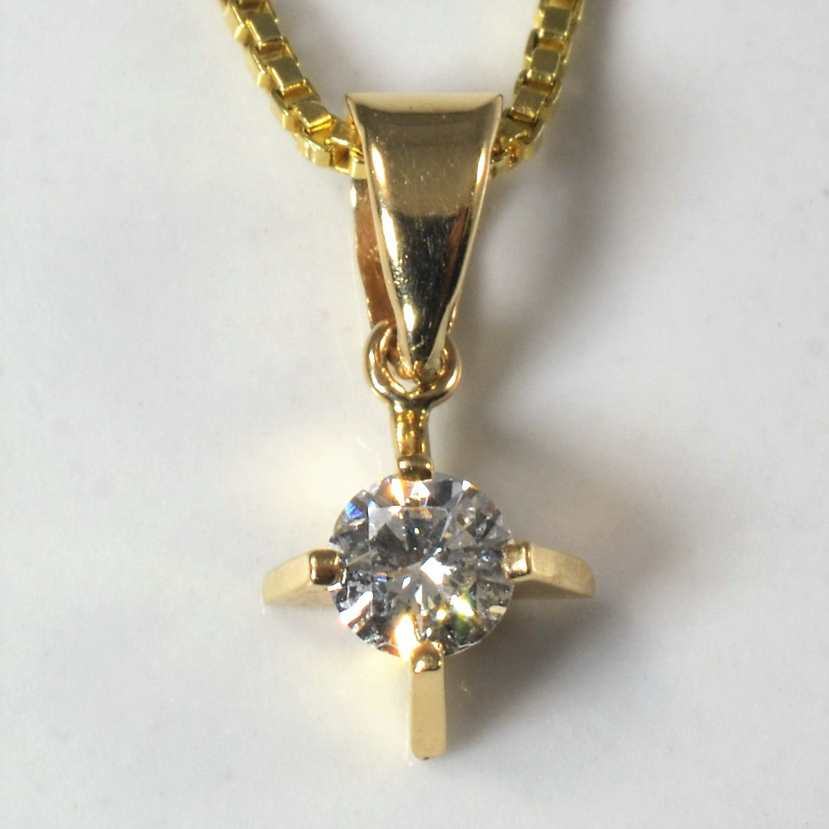 East West Solitaire Diamond Necklace | 0.19ct | 18" |