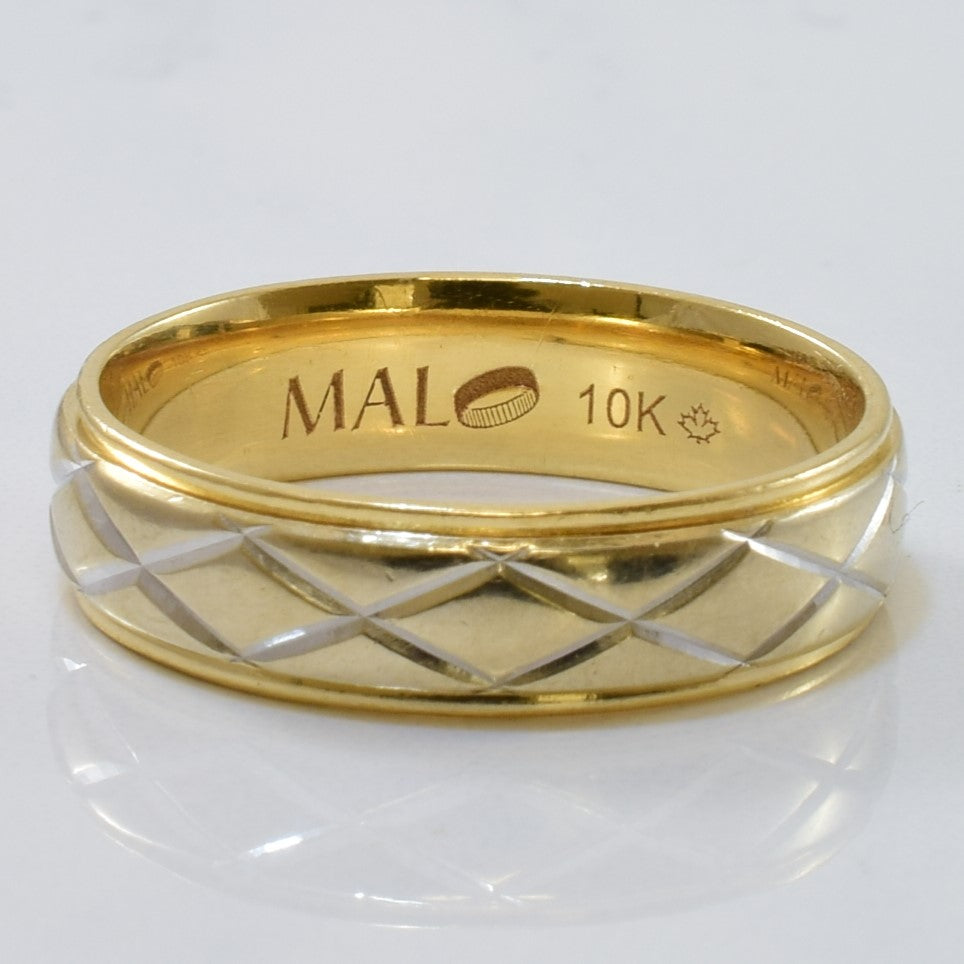 Diamond Cut Two Tone Wedding Band | SZ 9 |