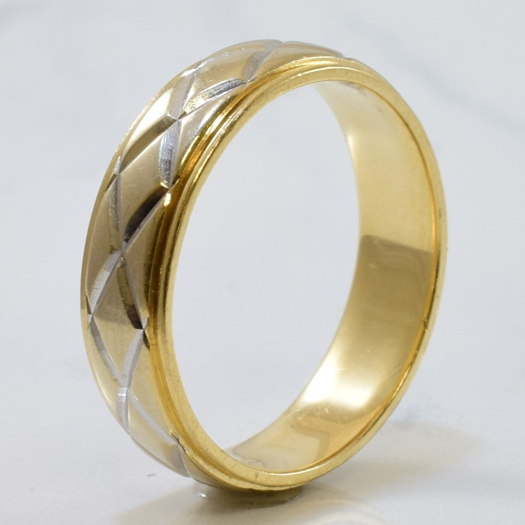 Diamond Cut Two Tone Wedding Band | SZ 9 |