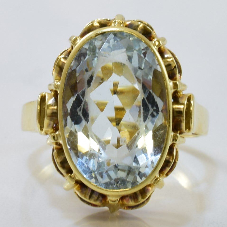 Bezel Set Aquamarine Cocktail Ring | 5.50ct | SZ 7 |