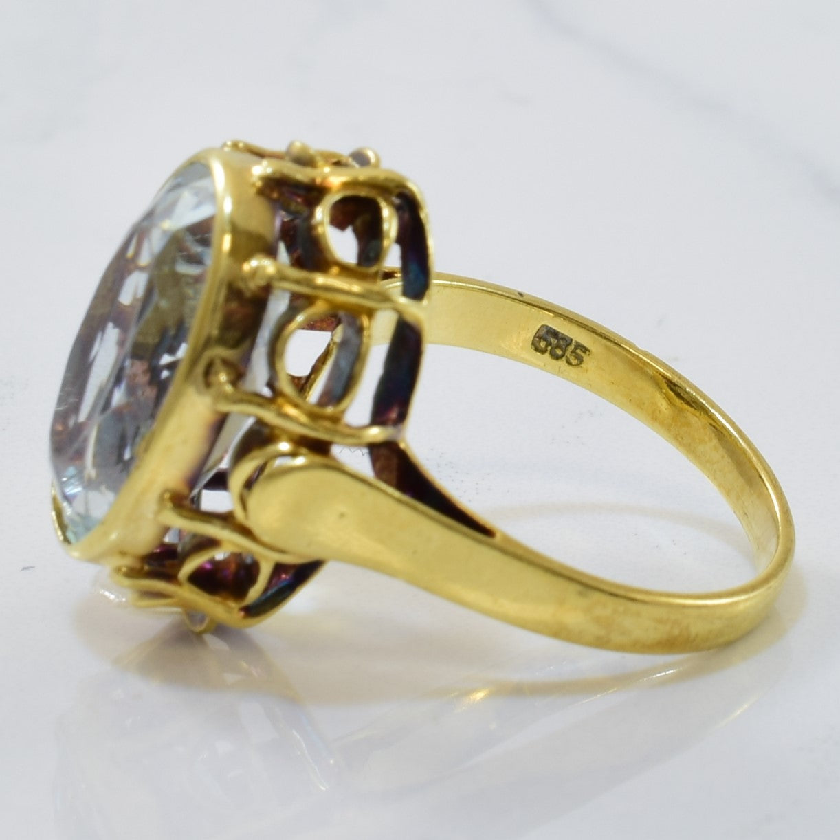 Bezel Set Aquamarine Cocktail Ring | 5.50ct | SZ 7 |