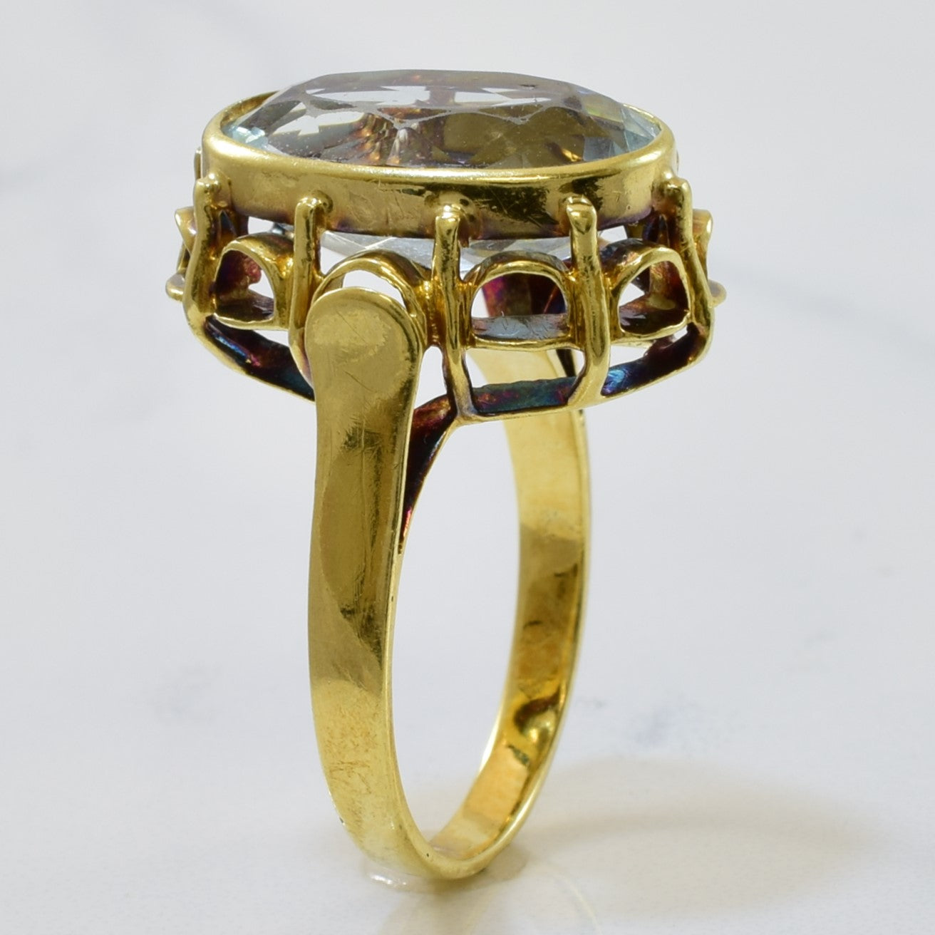 Bezel Set Aquamarine Cocktail Ring | 5.50ct | SZ 7 |