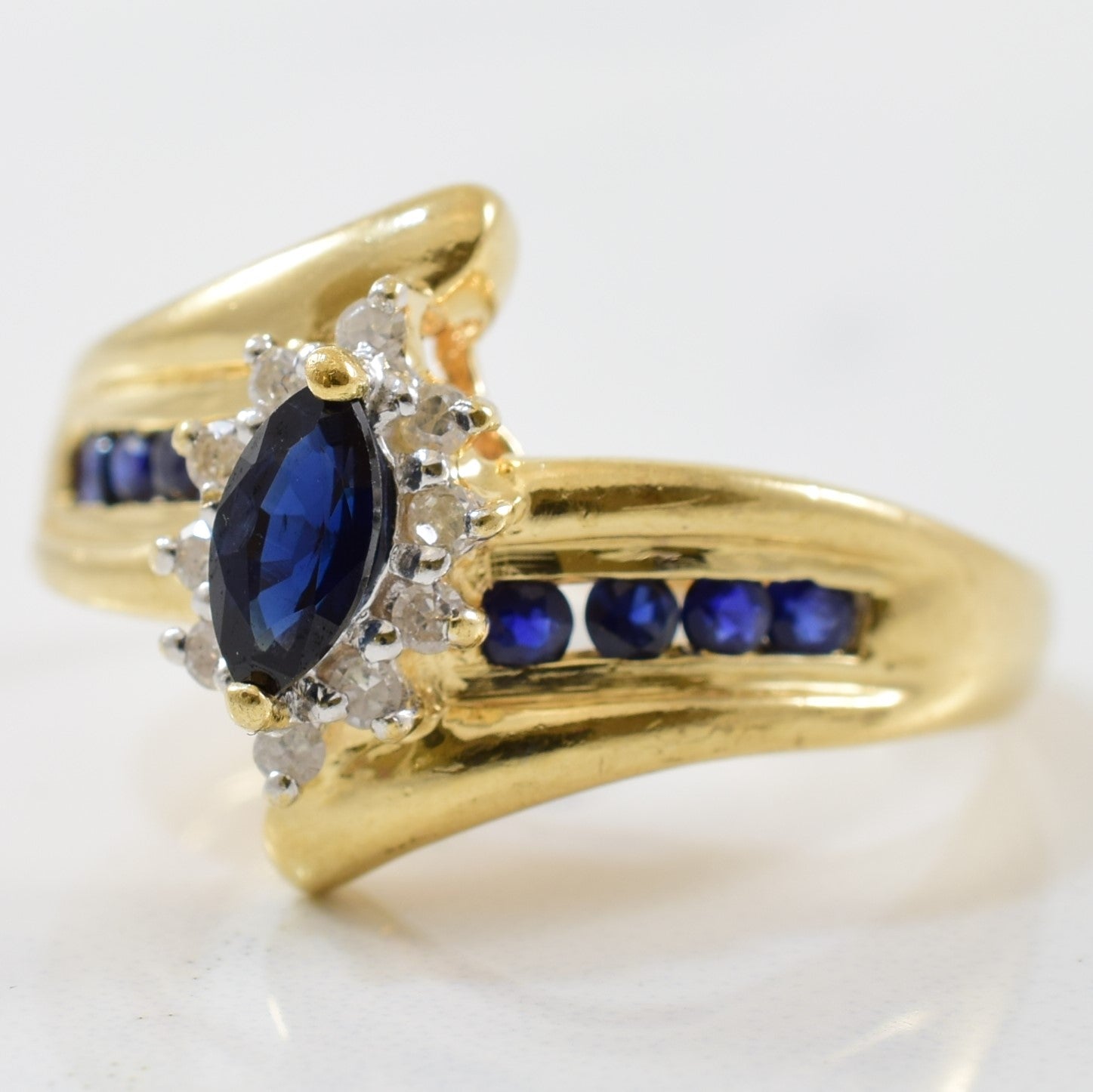 Marquise Sapphire Bypass Ring | 0.08ctw, 0.53ctw | SZ 6 |