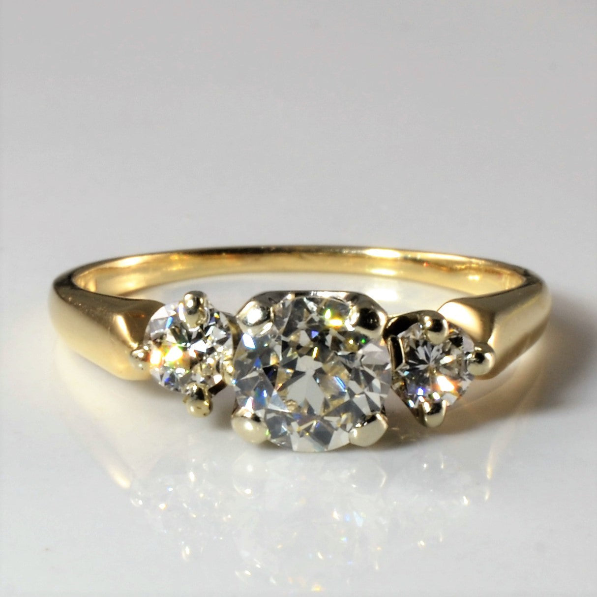 Old European Cut Three Stone Diamond Ring | 0.96ctw | SZ 6.5 |