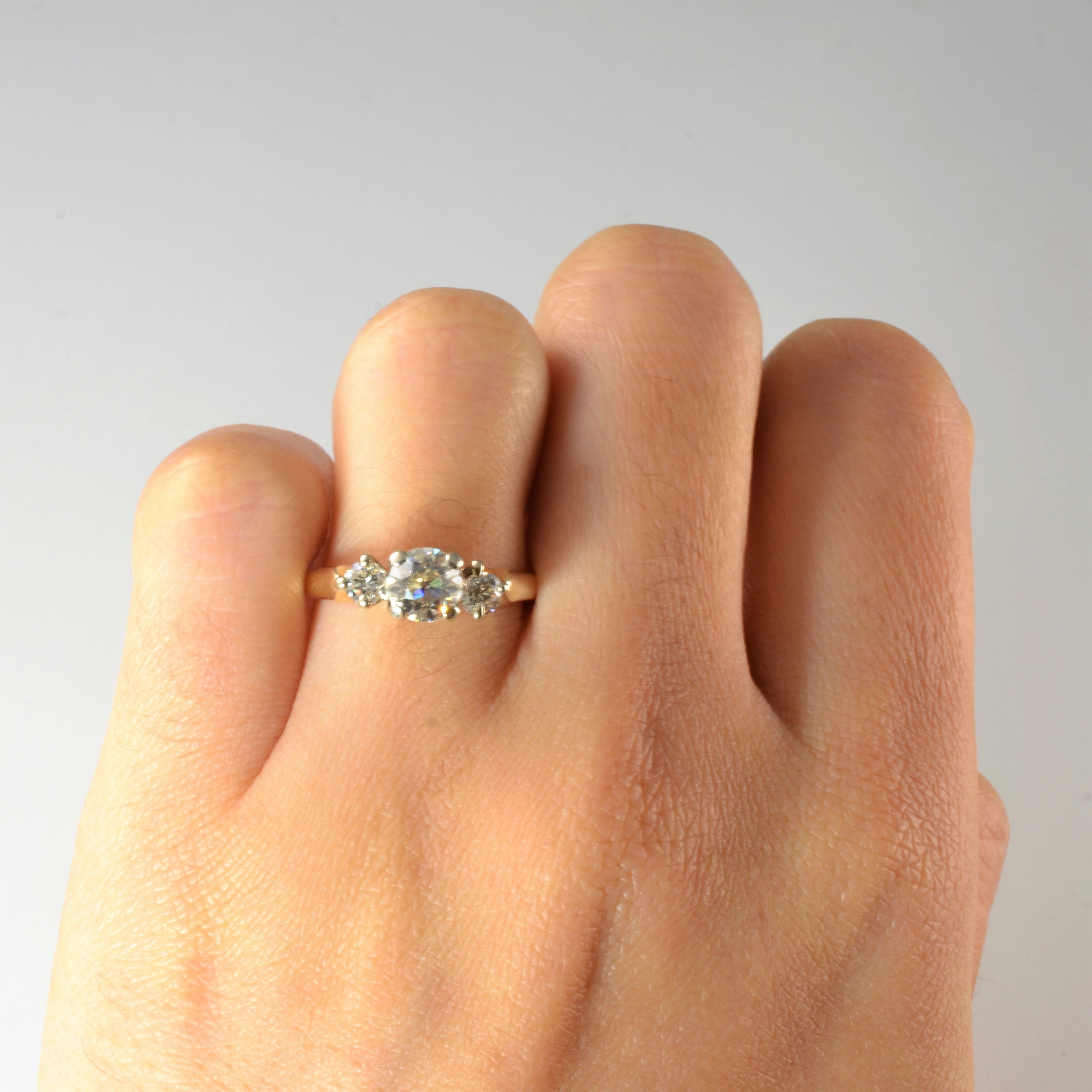 Old European Cut Three Stone Diamond Ring | 0.96ctw | SZ 6.5 |
