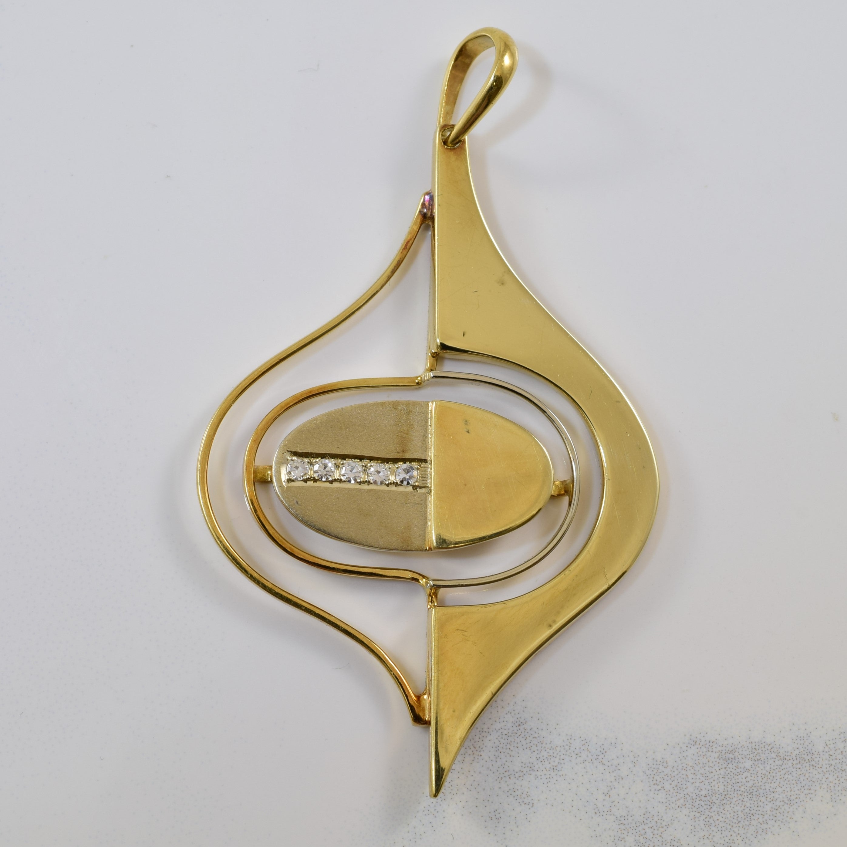 Diamond Bar Two Tone Pendant | 0.10ctw |