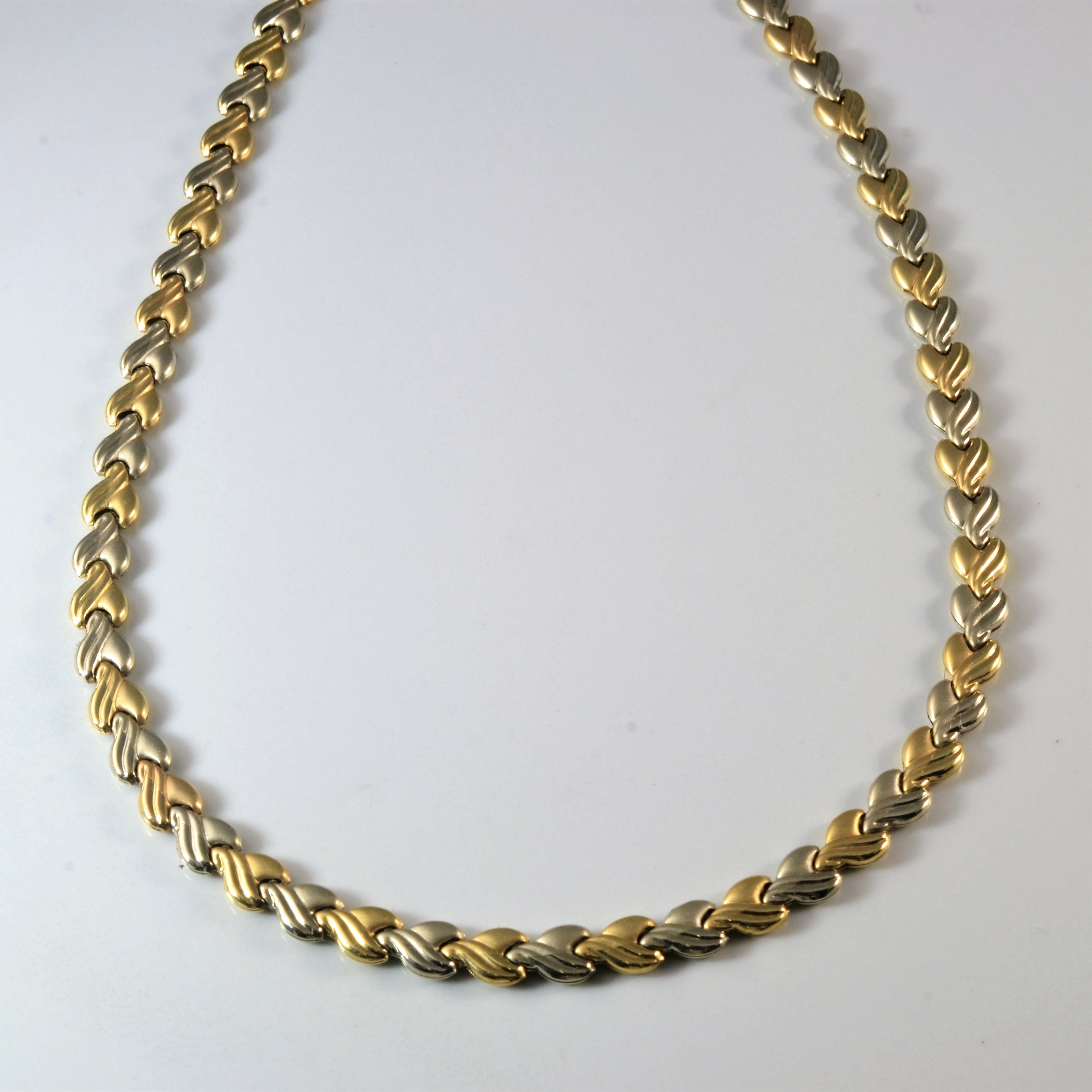 Textured Two Tone Gold Necklace | 17" |