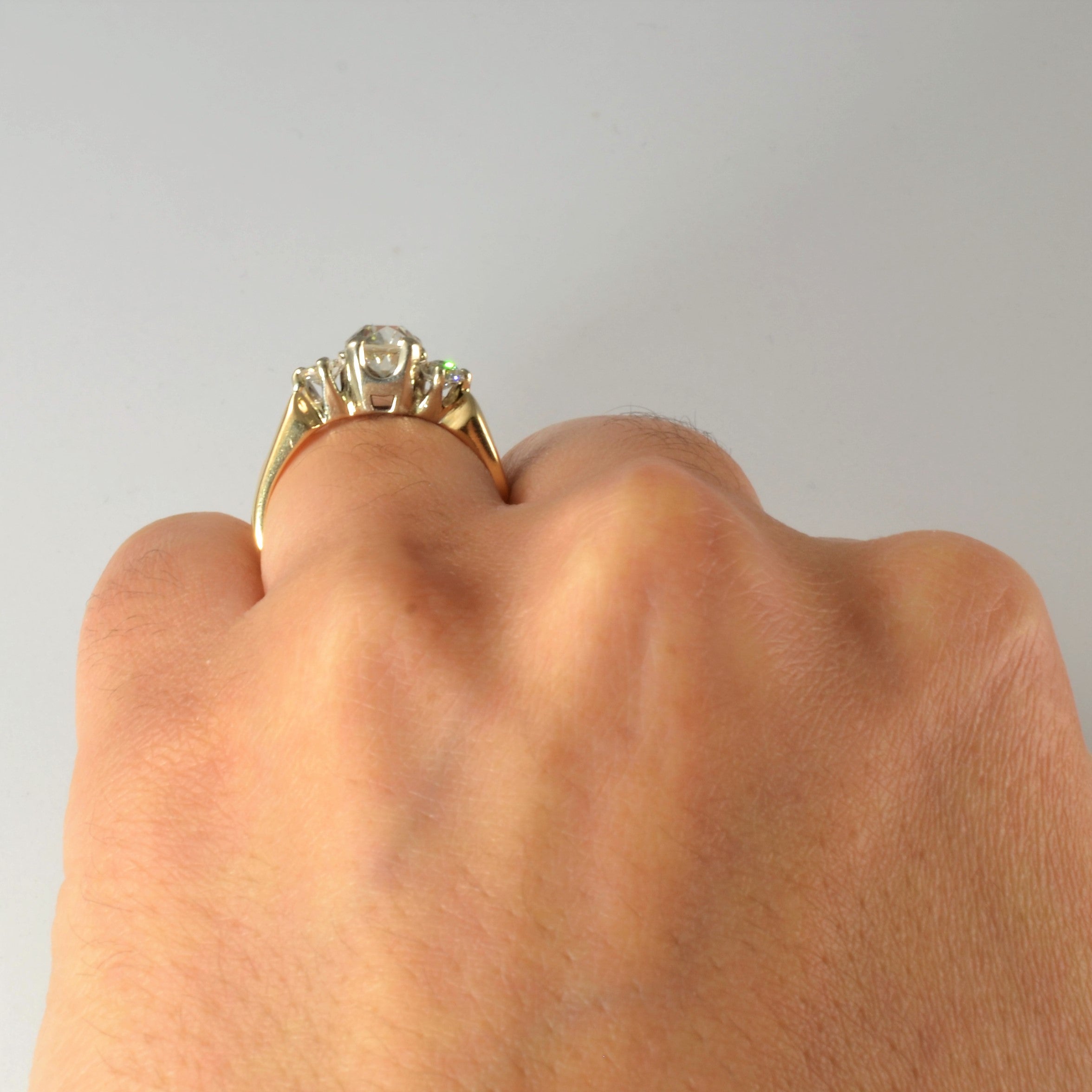 Old European Cut Three Stone Diamond Ring | 0.96ctw | SZ 6.5 |