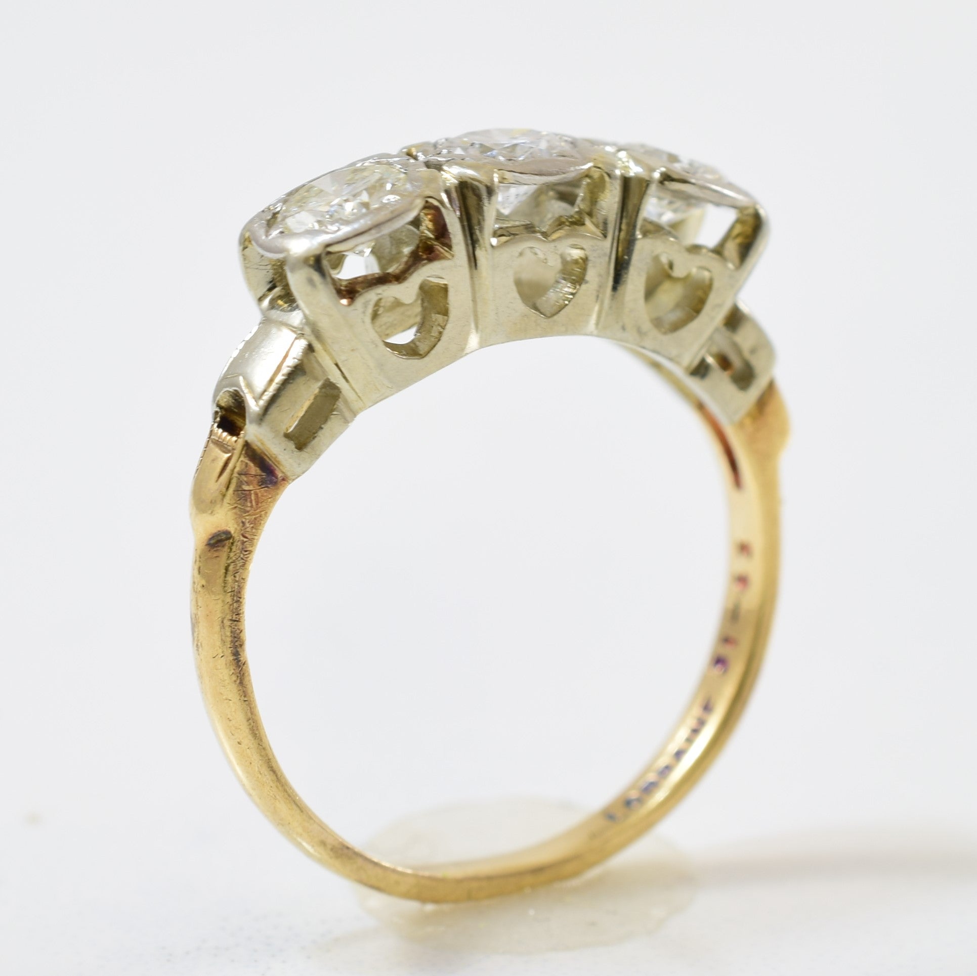 Vintage Illusion Set Three Stone Diamond Engagement Ring | 0.51 ctw | SZ 5 |