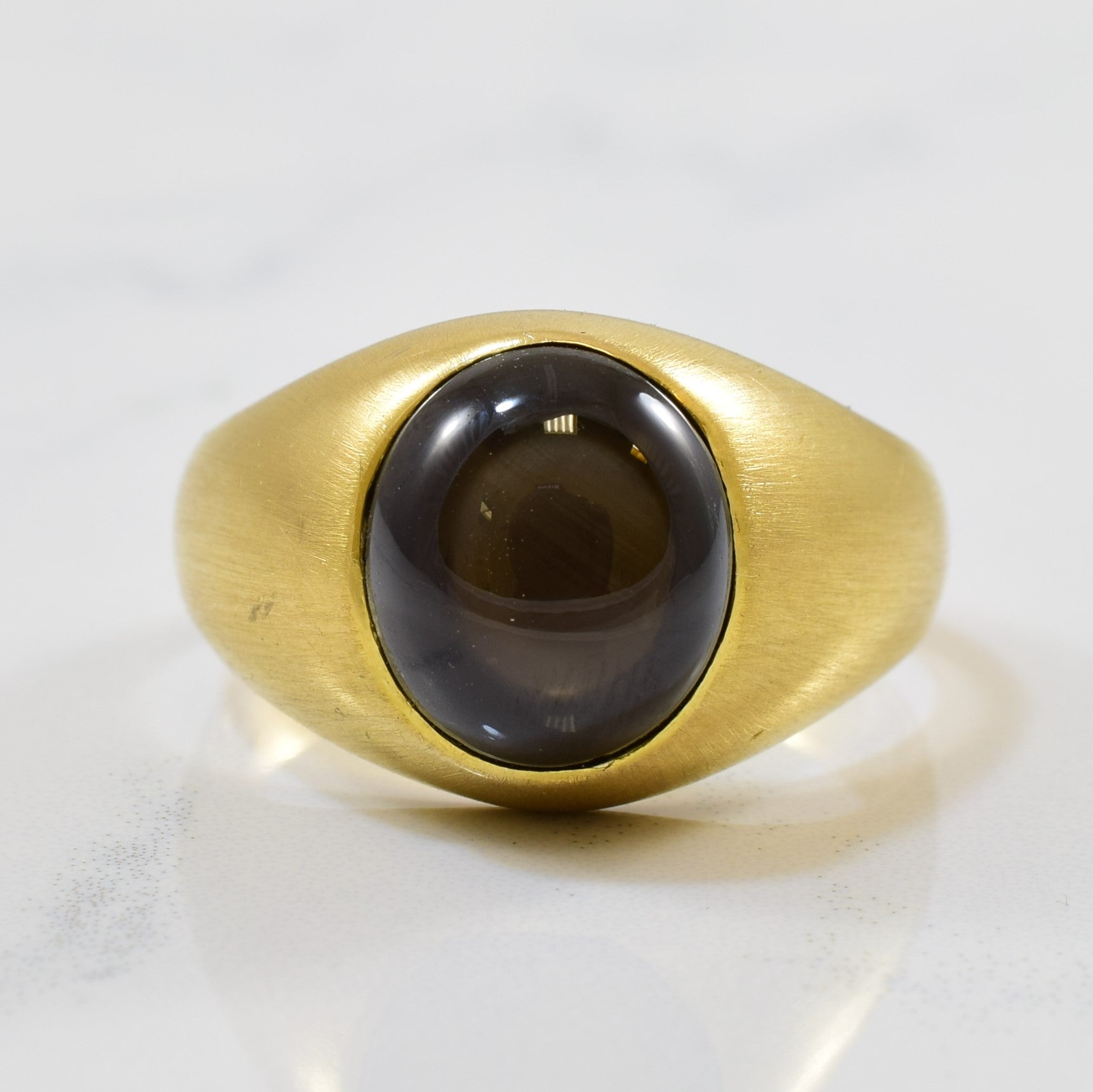 Bezel Set Black Star Sapphire Ring SZ - Main Image