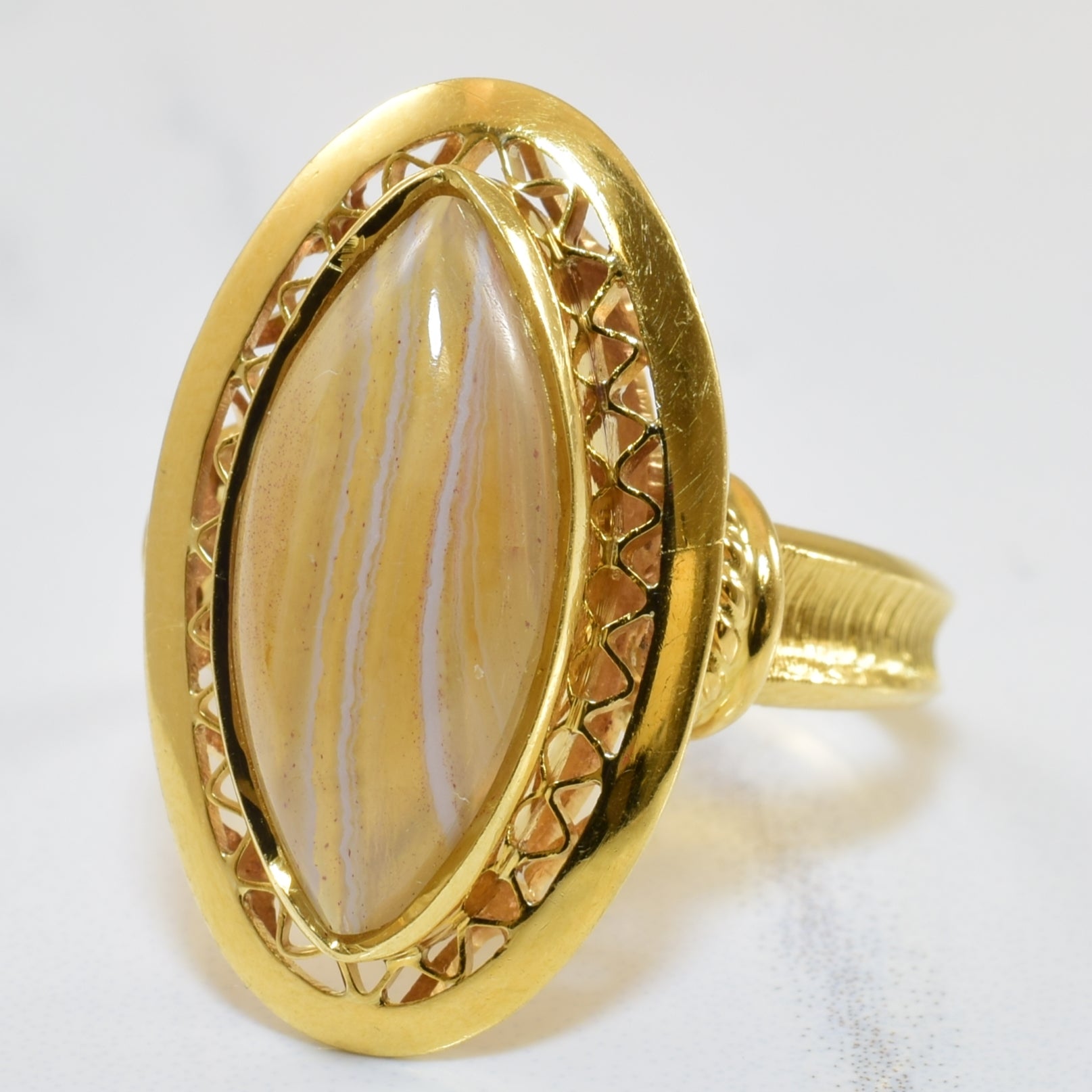 Marquise Agate Cocktail Ring | 3.16ct | SZ 7.75 |