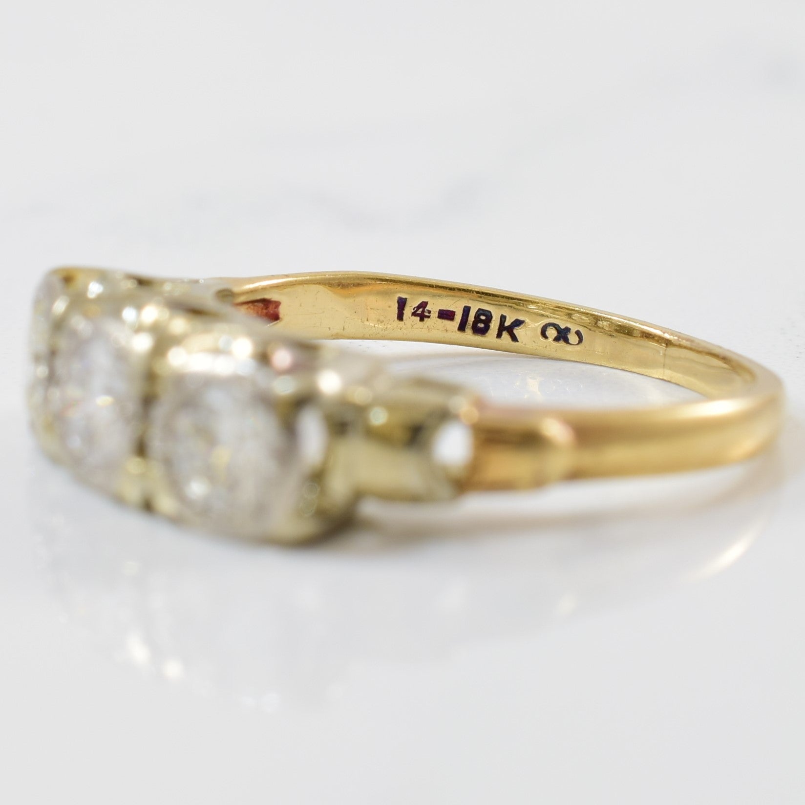 Vintage Illusion Set Three Stone Diamond Engagement Ring | 0.51 ctw | SZ 5 |