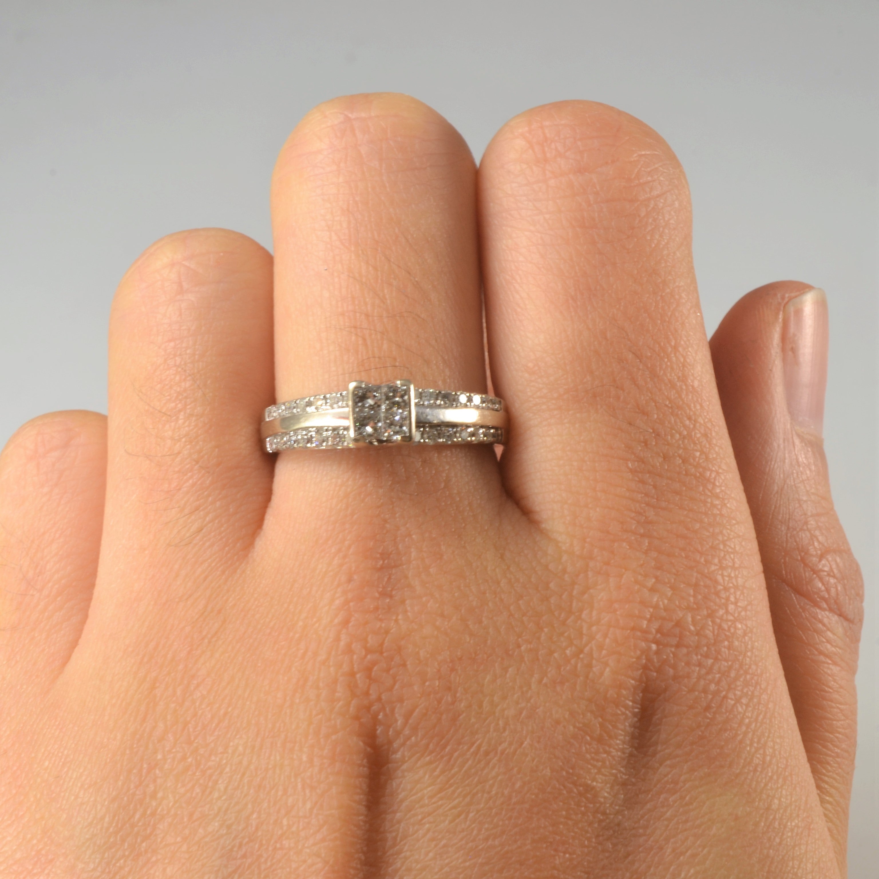 Quad Set Pave Detailed Engagement Ring | 0.57ctw | SZ 7 |