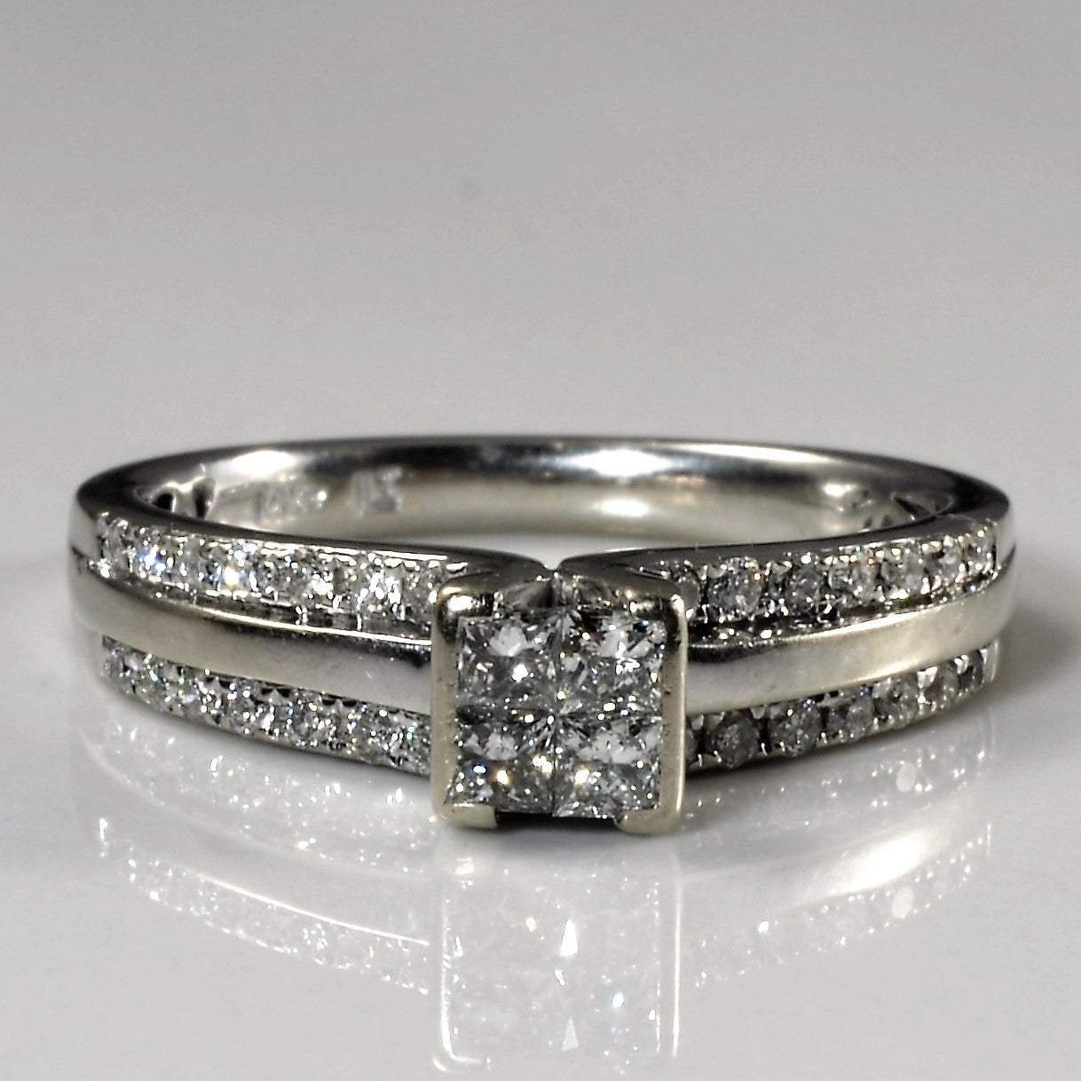 Quad Set Pave Detailed Engagement Ring | 0.57ctw | SZ 7 |