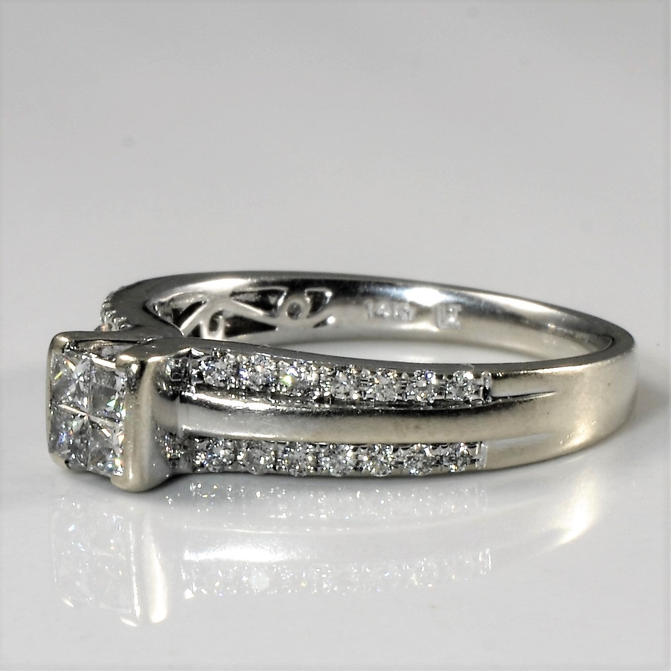 Quad Set Pave Detailed Engagement Ring | 0.57ctw | SZ 7 |