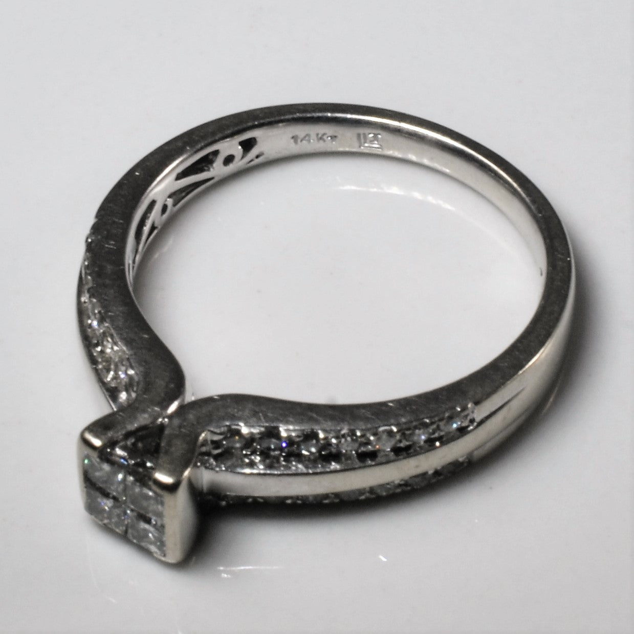 Quad Set Pave Detailed Engagement Ring | 0.57ctw | SZ 7 |