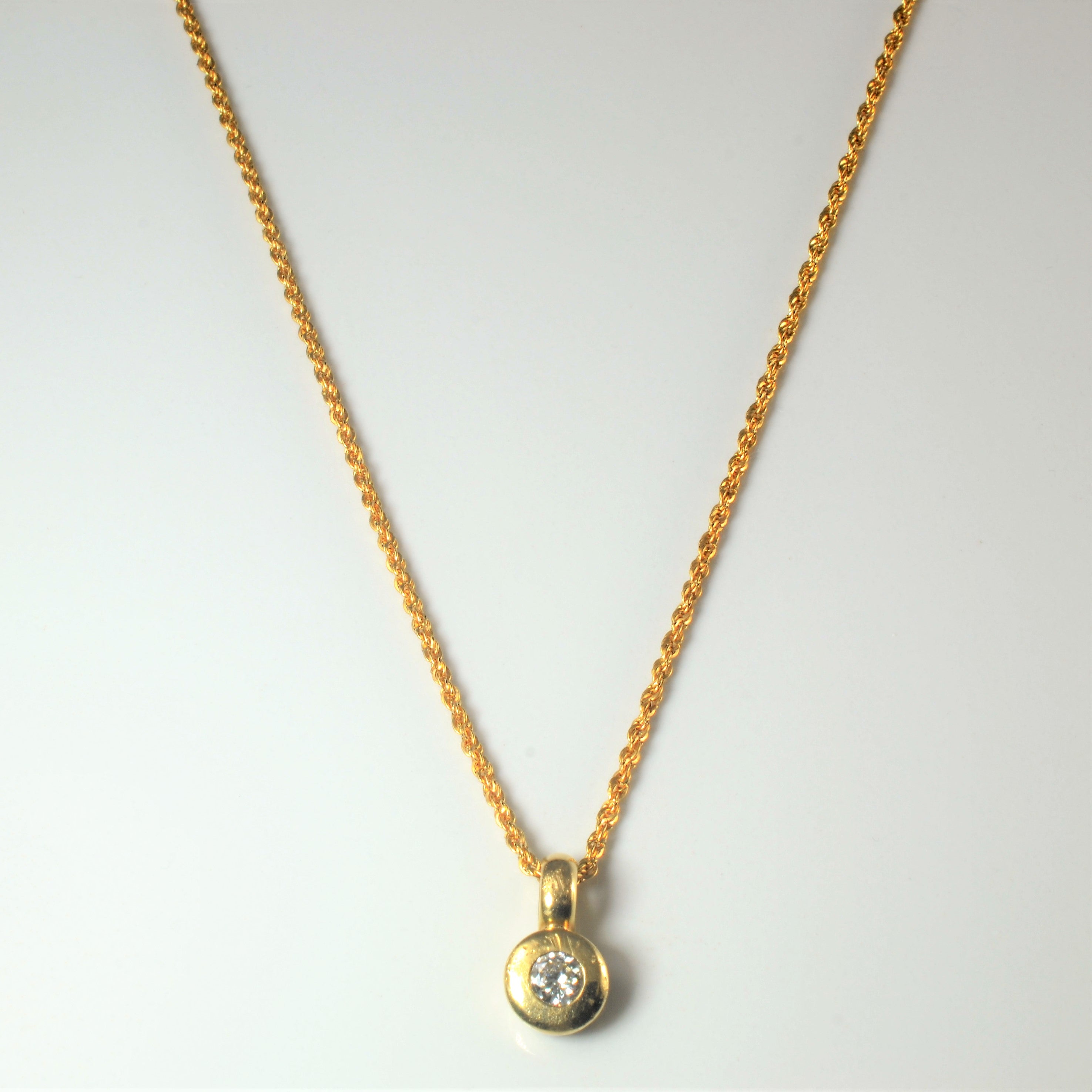 Bezel Set Diamond Drop Necklace | 0.32ct | 18" |