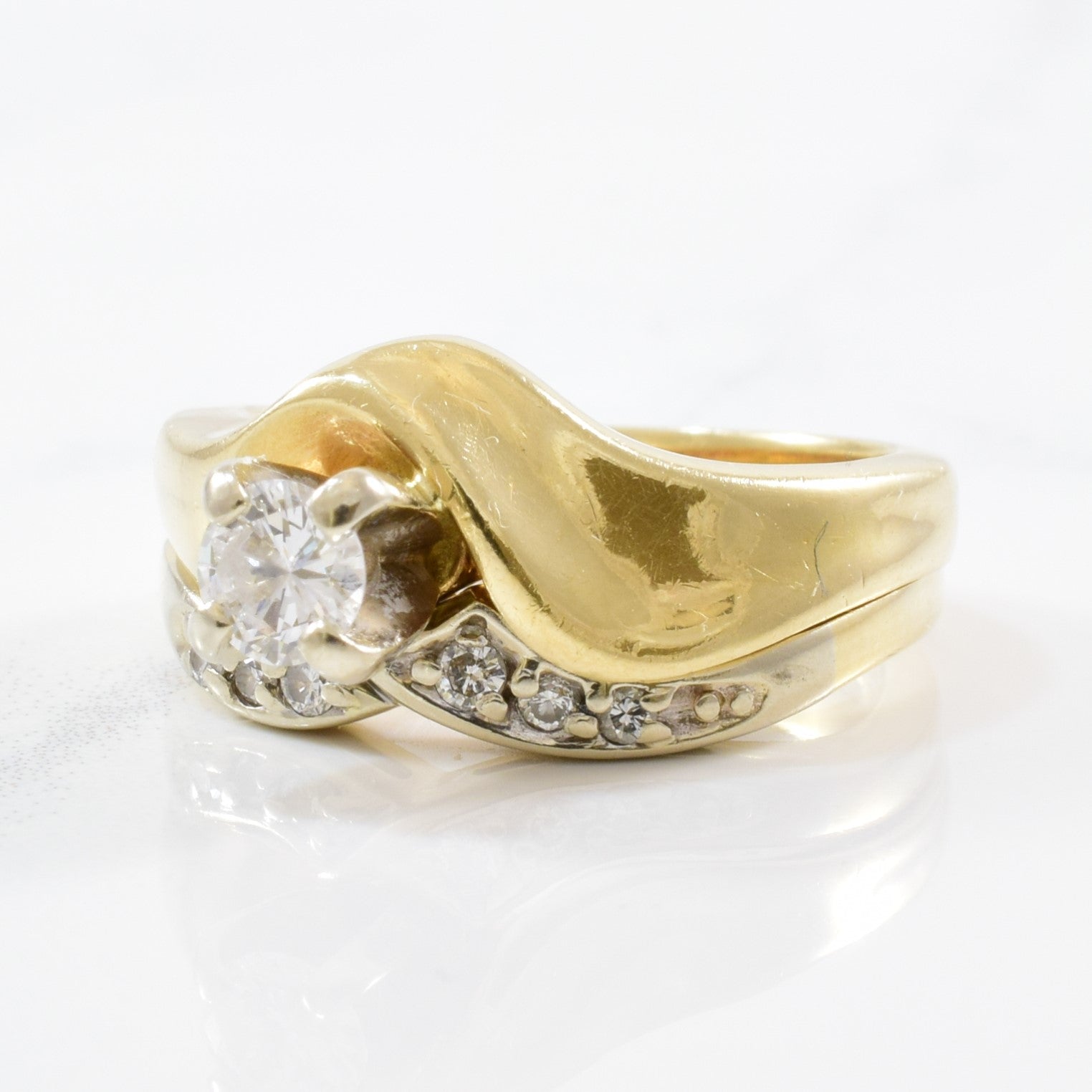 Bypass Wave Diamond Wedding Set | 0.33ctw | SZ 4.75 |
