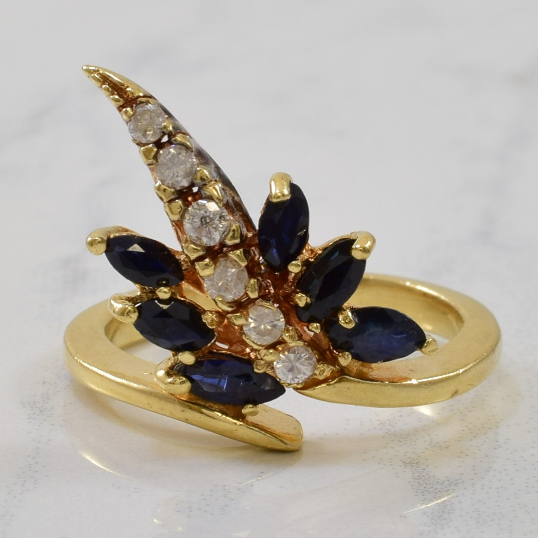 Sapphire & Diamond Cocktail Ring | 0.45ctw, 0.12ctw | SZ 5.5 |