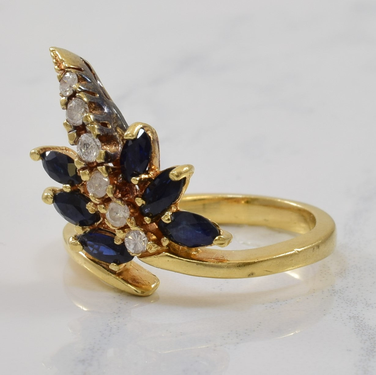 Sapphire & Diamond Cocktail Ring | 0.45ctw, 0.12ctw | SZ 5.5 |