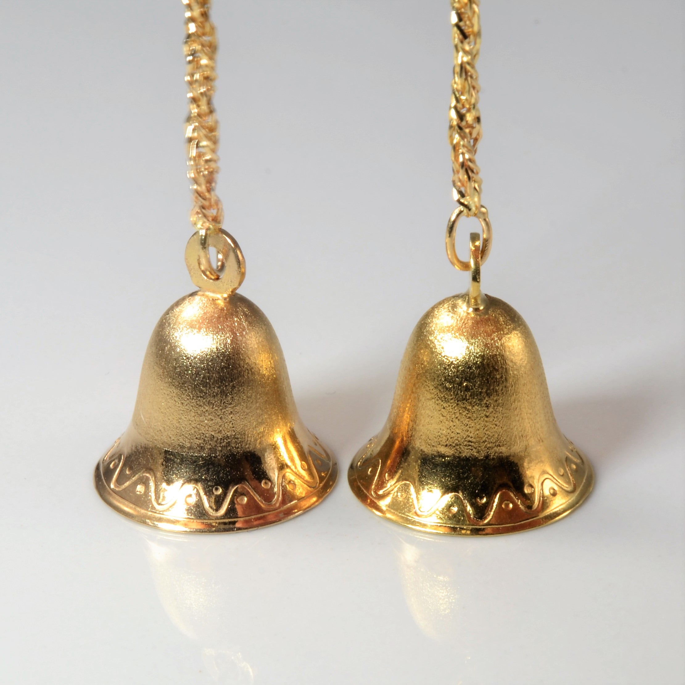 Yellow Gold Hanging Bell Earrings |