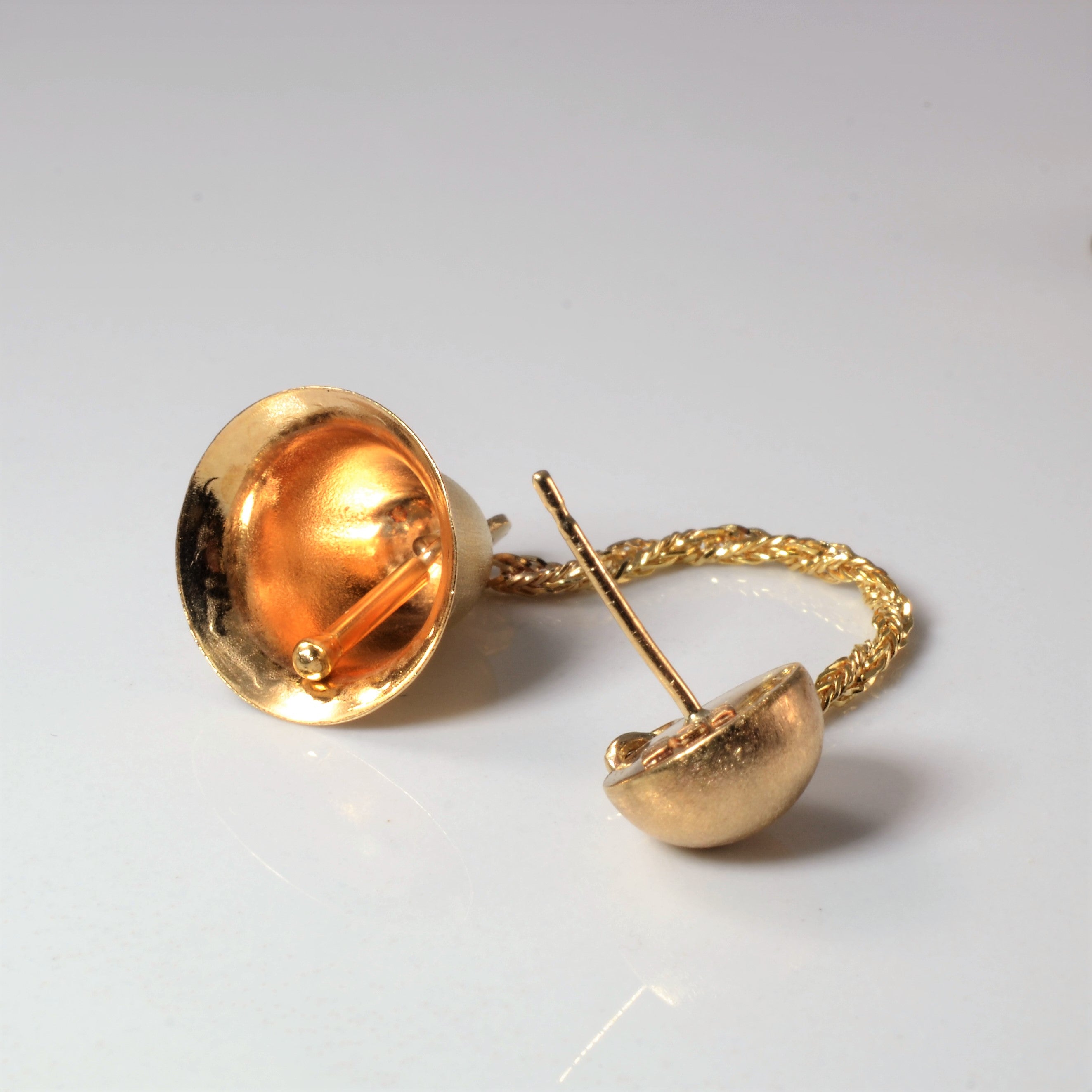 Yellow Gold Hanging Bell Earrings |