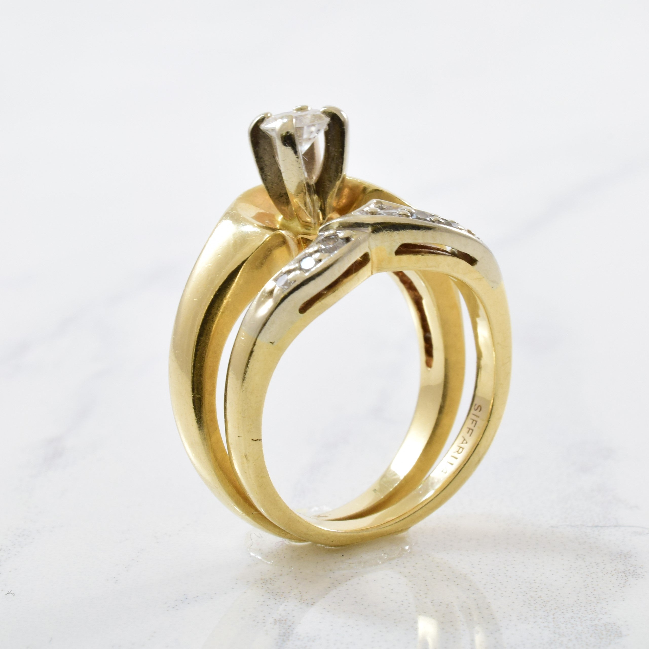 Bypass Wave Diamond Wedding Set | 0.33ctw | SZ 4.75 |