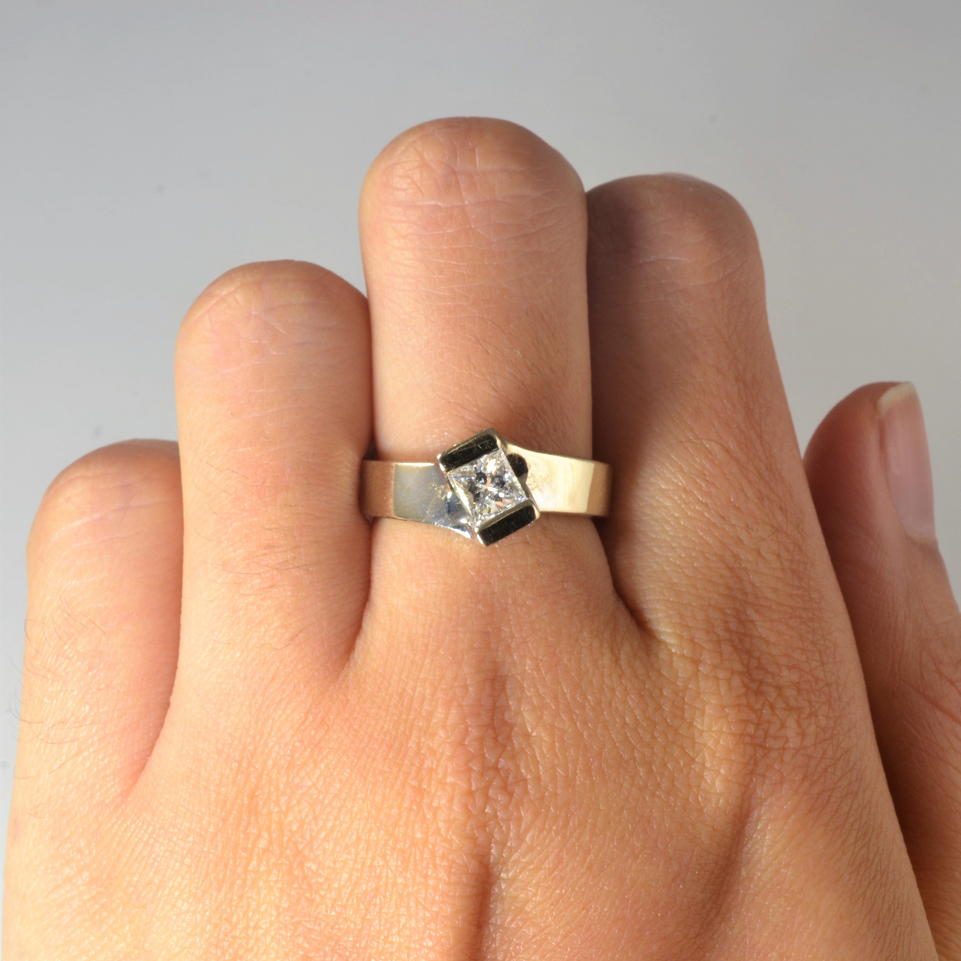 Bypass Offset Princess Canadian Diamond Engagement Ring | 0.67ctw | SZ 6.25 |