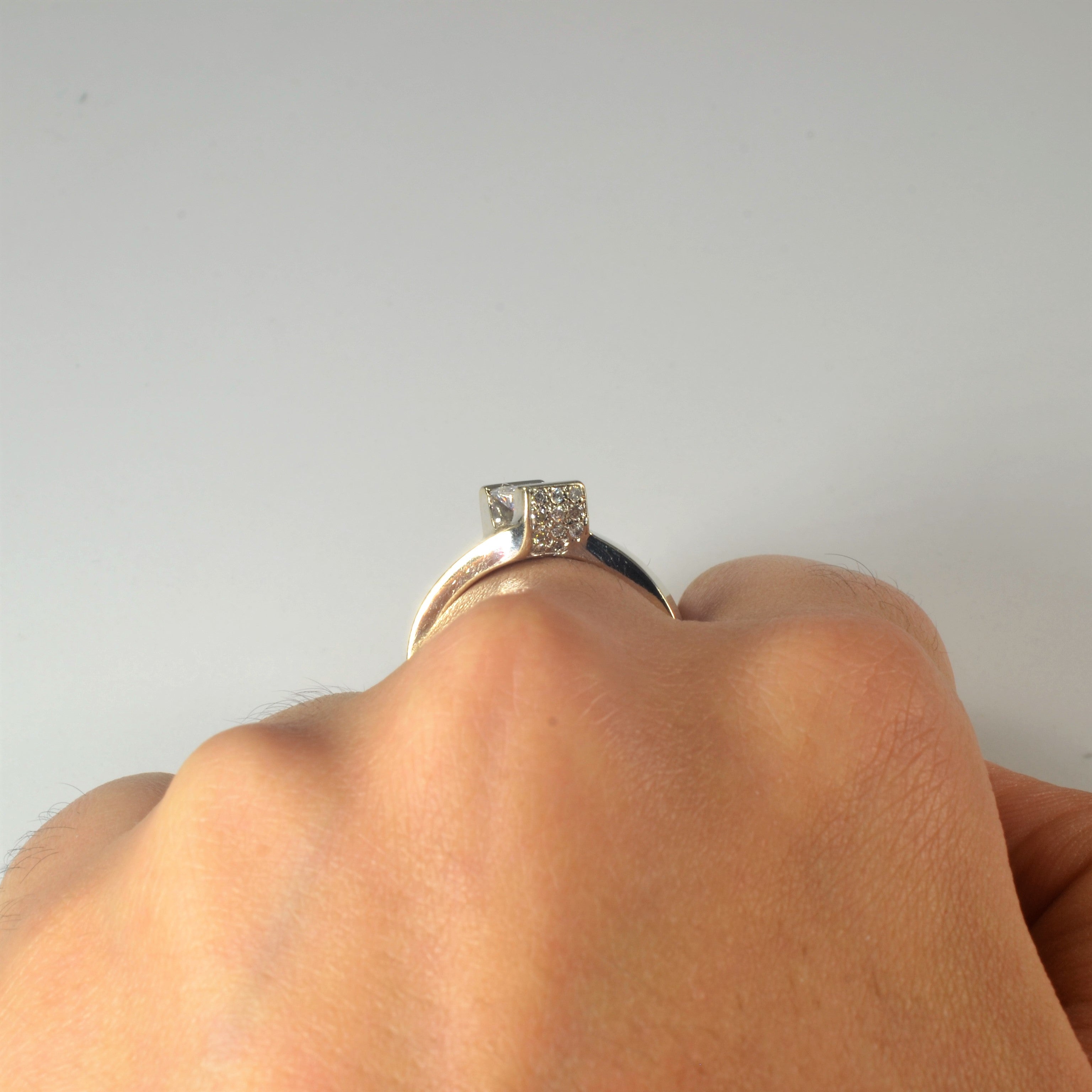 Bypass Offset Princess Canadian Diamond Engagement Ring | 0.67ctw | SZ 6.25 |