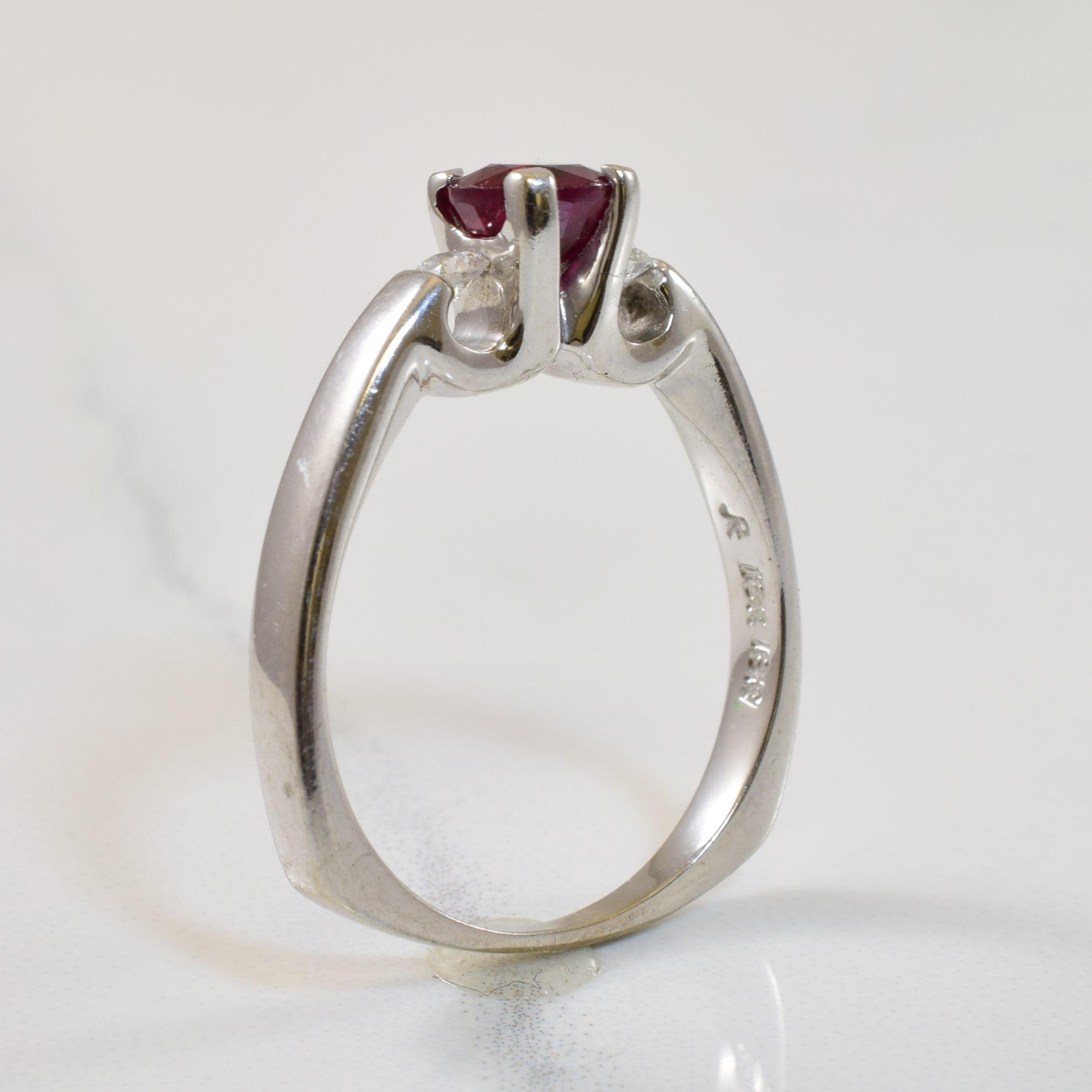 Three Stone Ruby & Diamond Ring | 0.75ct, 0.08ctw | SZ 6.5 |