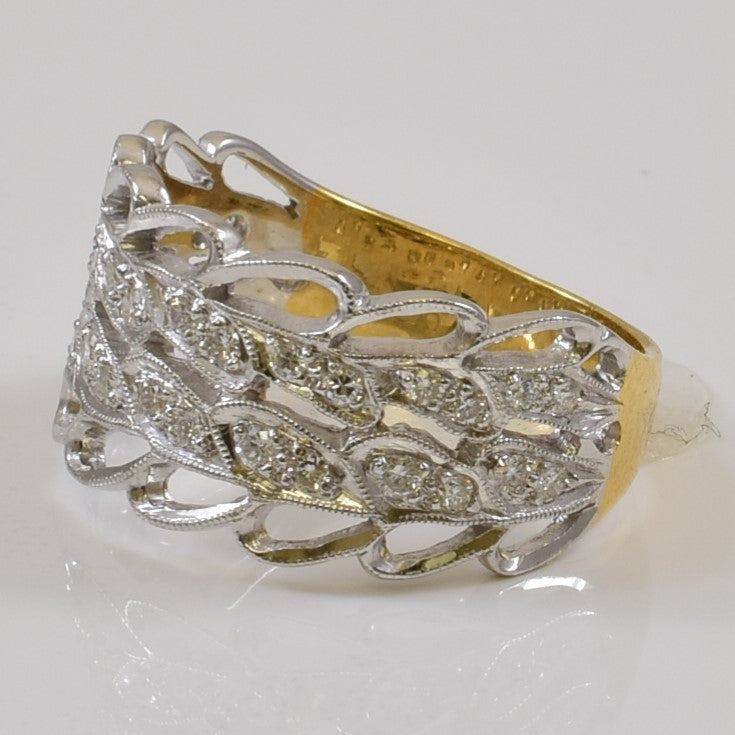 Two Tone Diamond Milgrain Ring | 0.32ctw | SZ 5.75 |