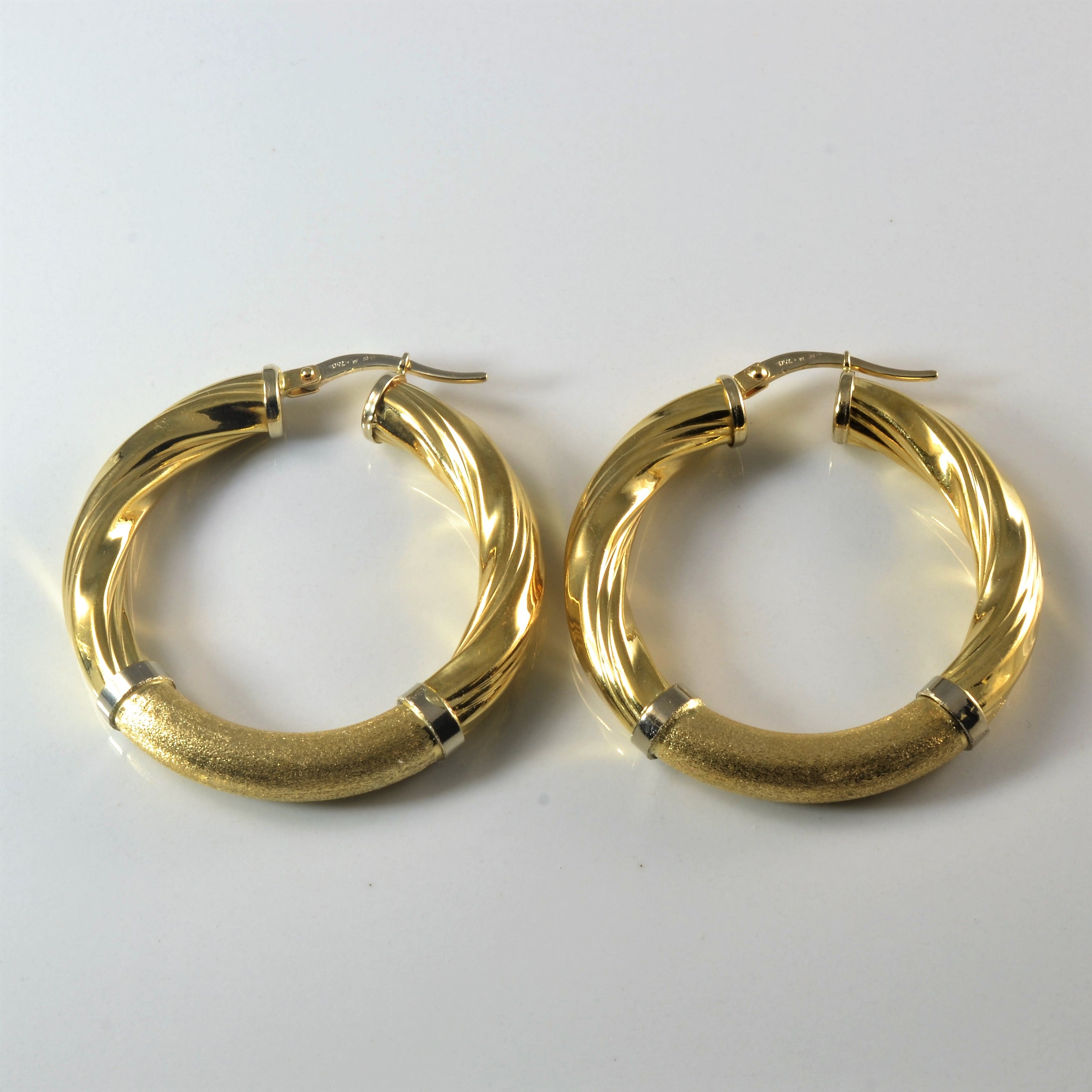 Swirly Yellow Gold Hoop Earrings |