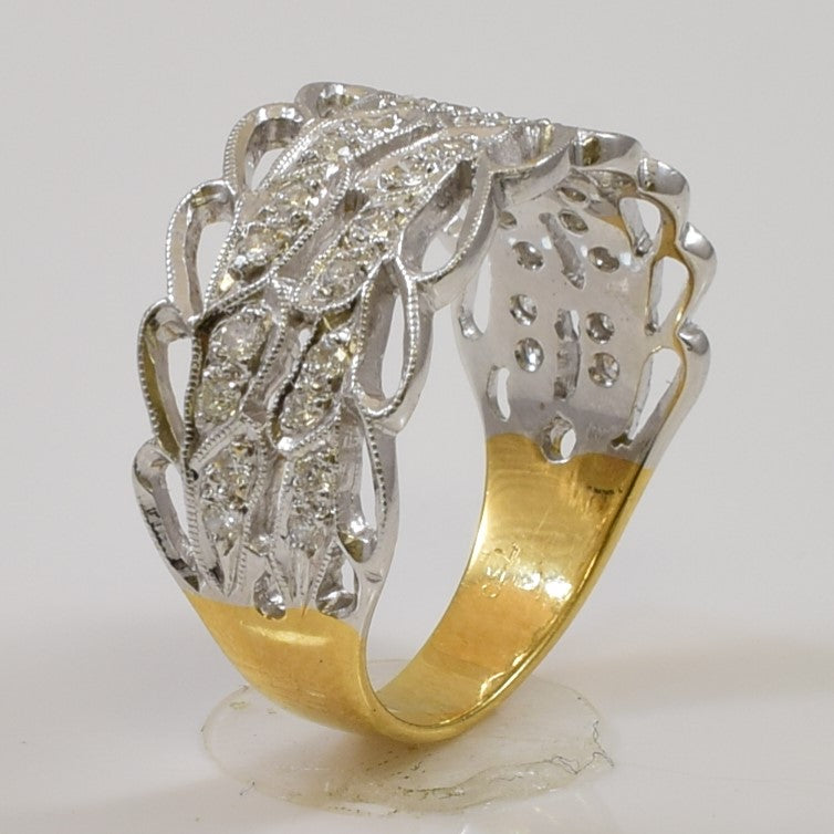 Two Tone Diamond Milgrain Ring | 0.32ctw | SZ 5.75 |
