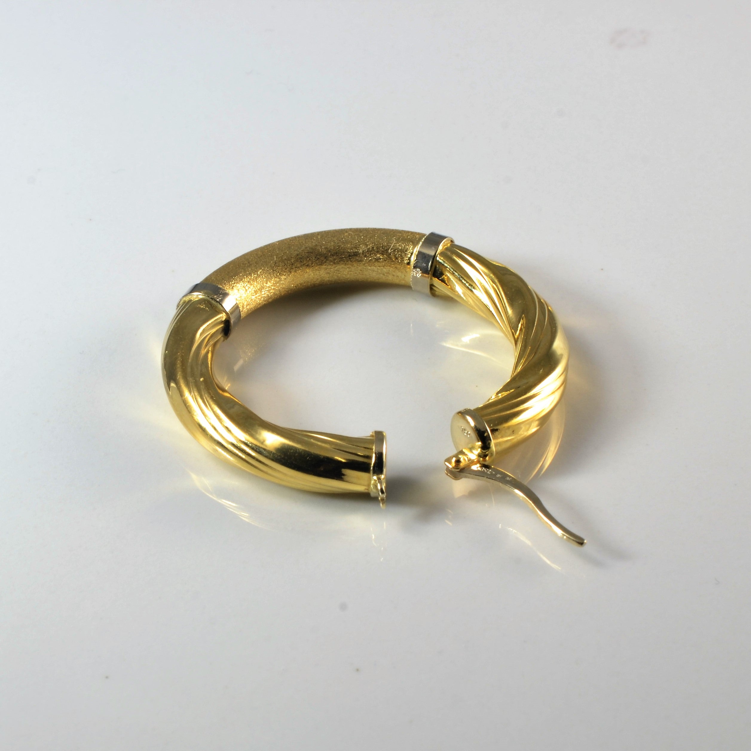 Swirly Yellow Gold Hoop Earrings |
