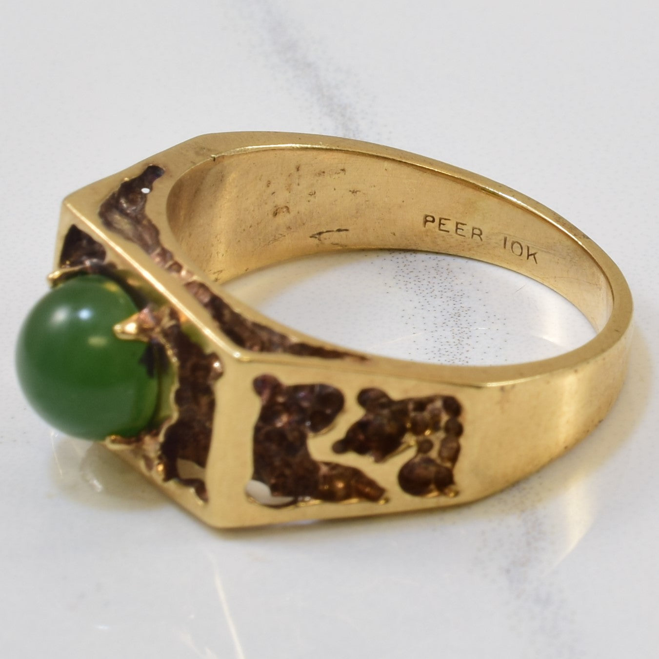 Textured Nephrite Jade Ring | 1.00ct | SZ 10 |