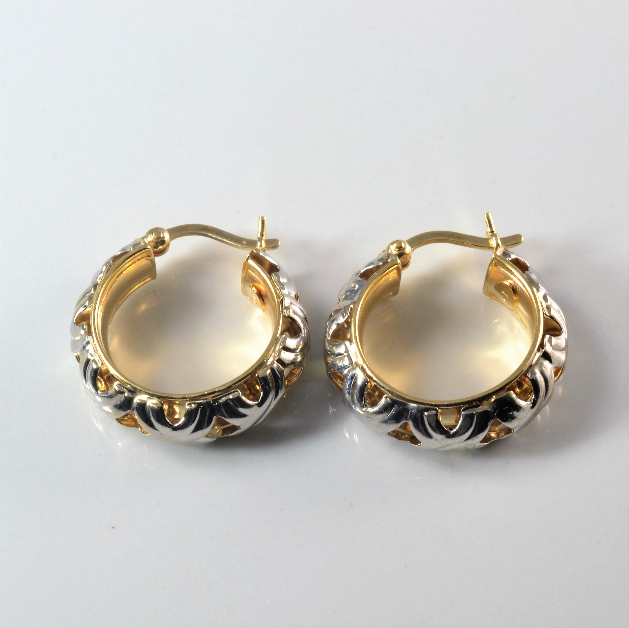 Filigree Two Tone Huggie Earrings |