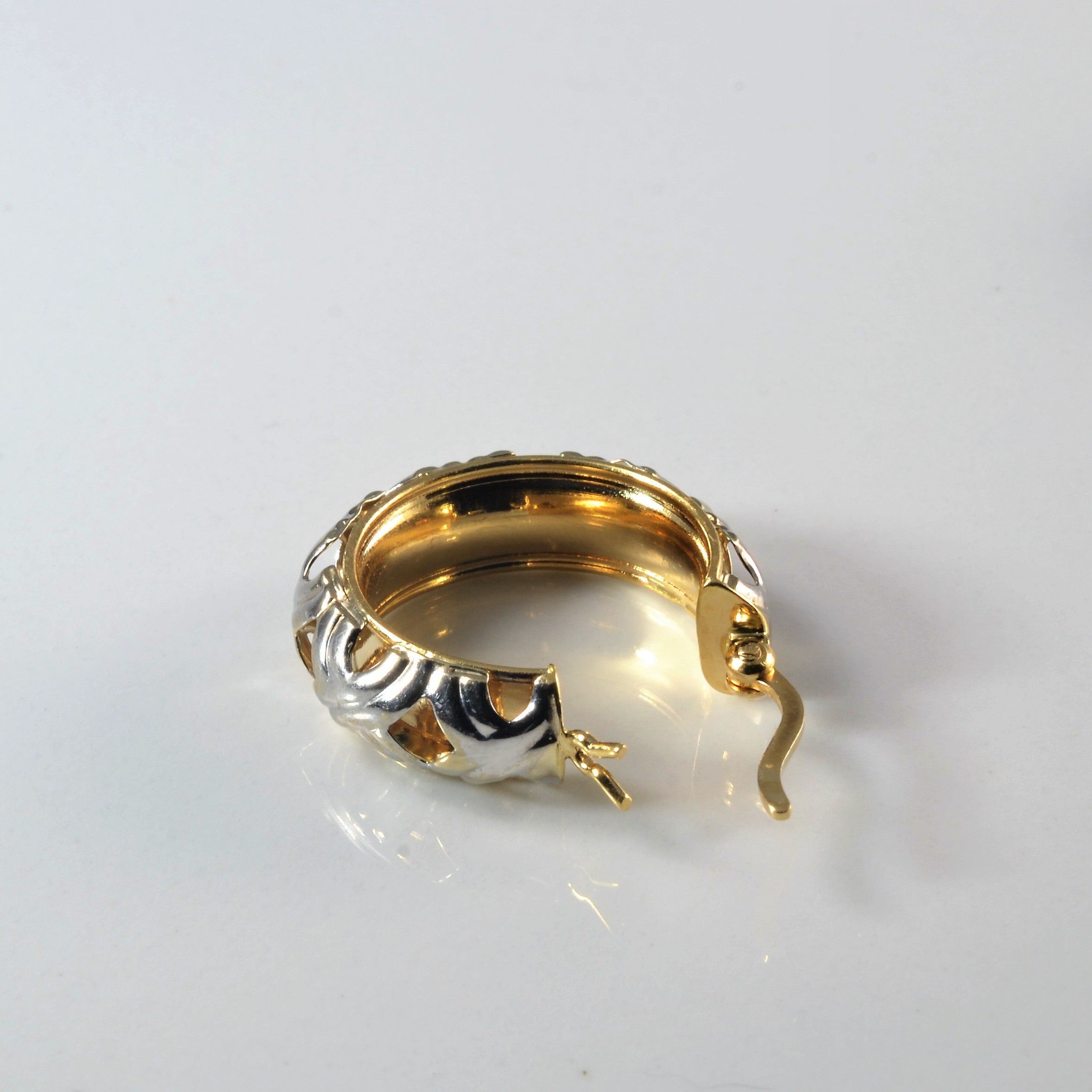 Filigree Two Tone Huggie Earrings |