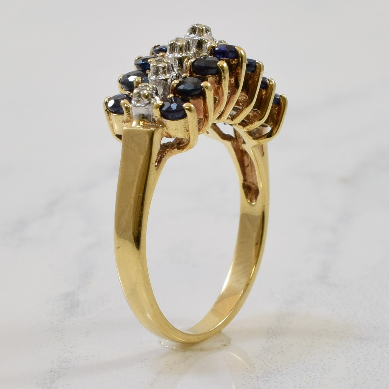Triple Row Sapphire & Diamond Ring | 1.05ctw, 0.02ctw | SZ 6 |