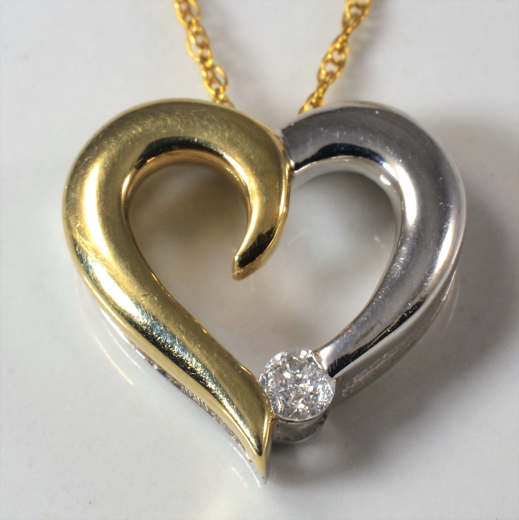 Diamond Two Tone Heart Necklace | 0.11ct | 16" |