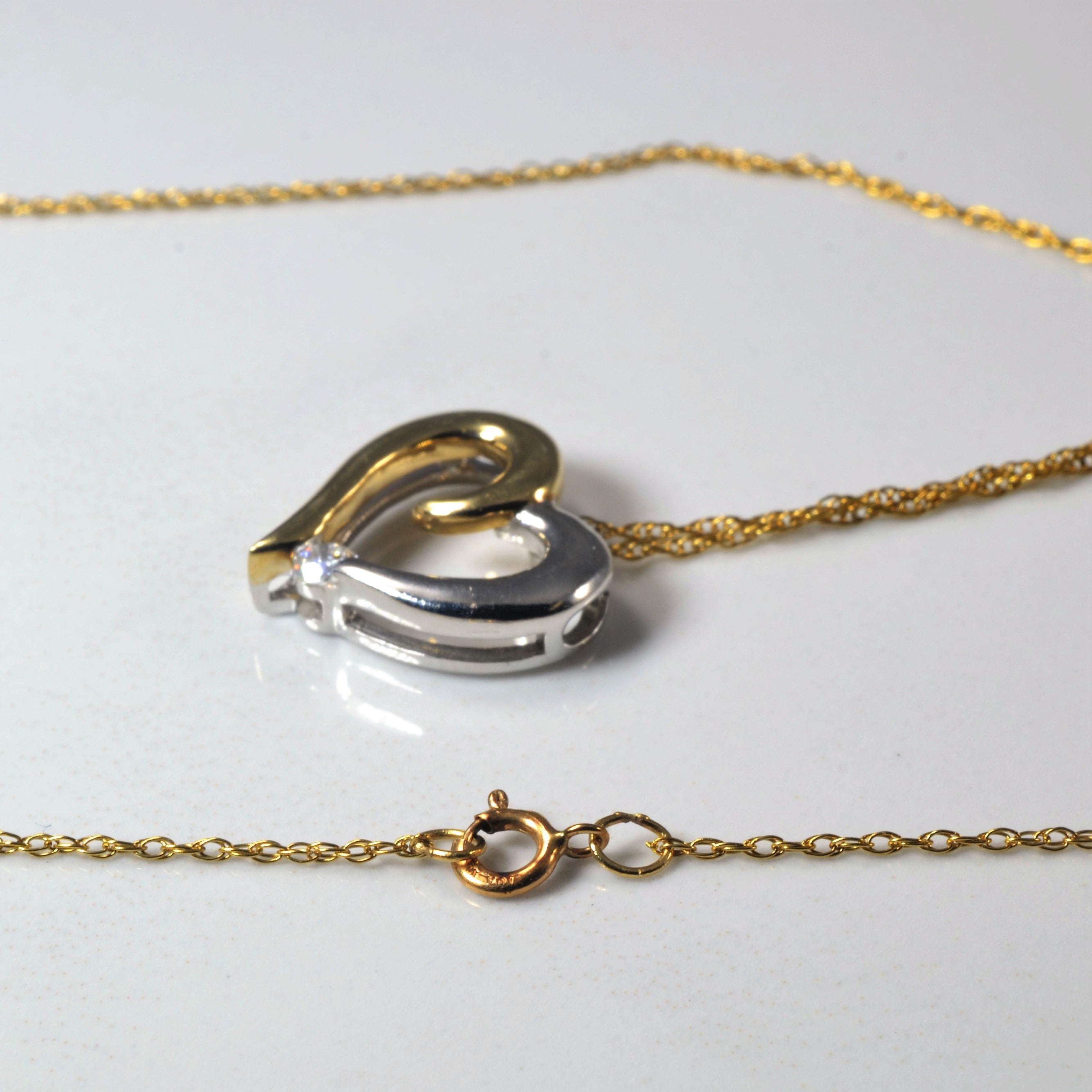 Diamond Two Tone Heart Necklace | 0.11ct | 16" |