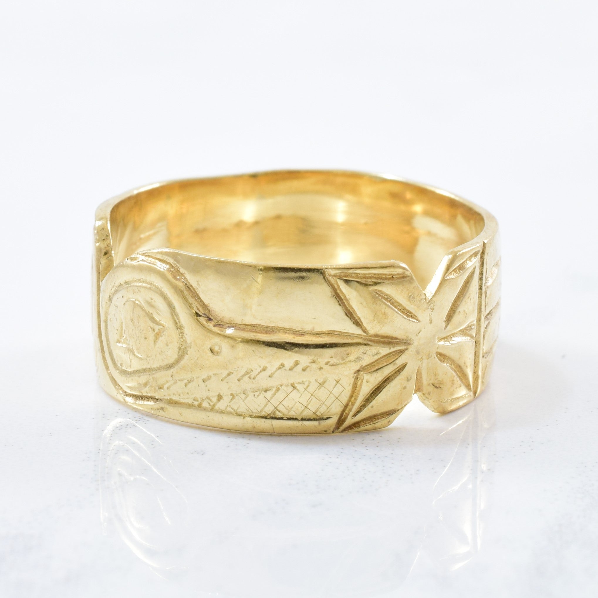Indigenous Hummingbird Art Gold Ring | SZ 9.5 |