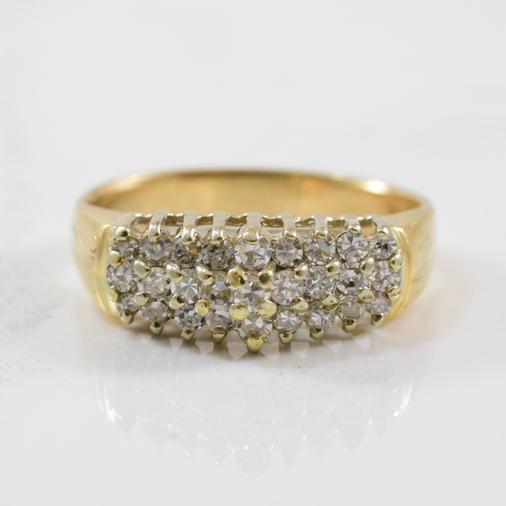 Three Row Diamond Cluster Ring | 0.35ctw | SZ 7 |