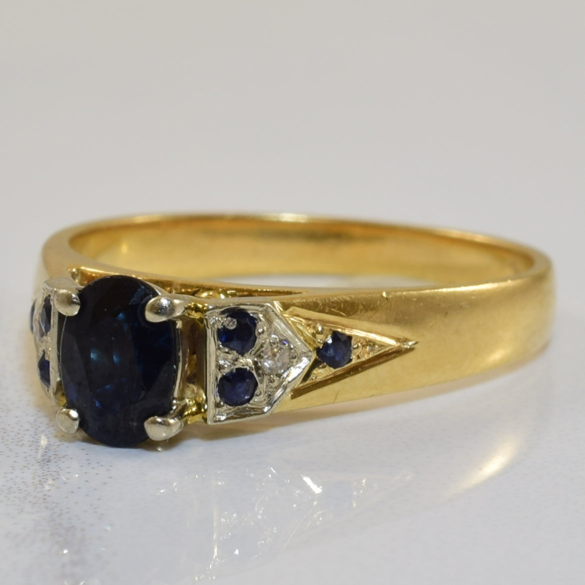 Blue Sapphire & Diamond Cathedral Ring | 0.56ctw, 0.01ctw | SZ 5.75 |