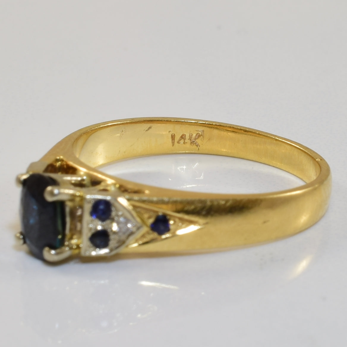 Blue Sapphire & Diamond Cathedral Ring | 0.56ctw, 0.01ctw | SZ 5.75 |