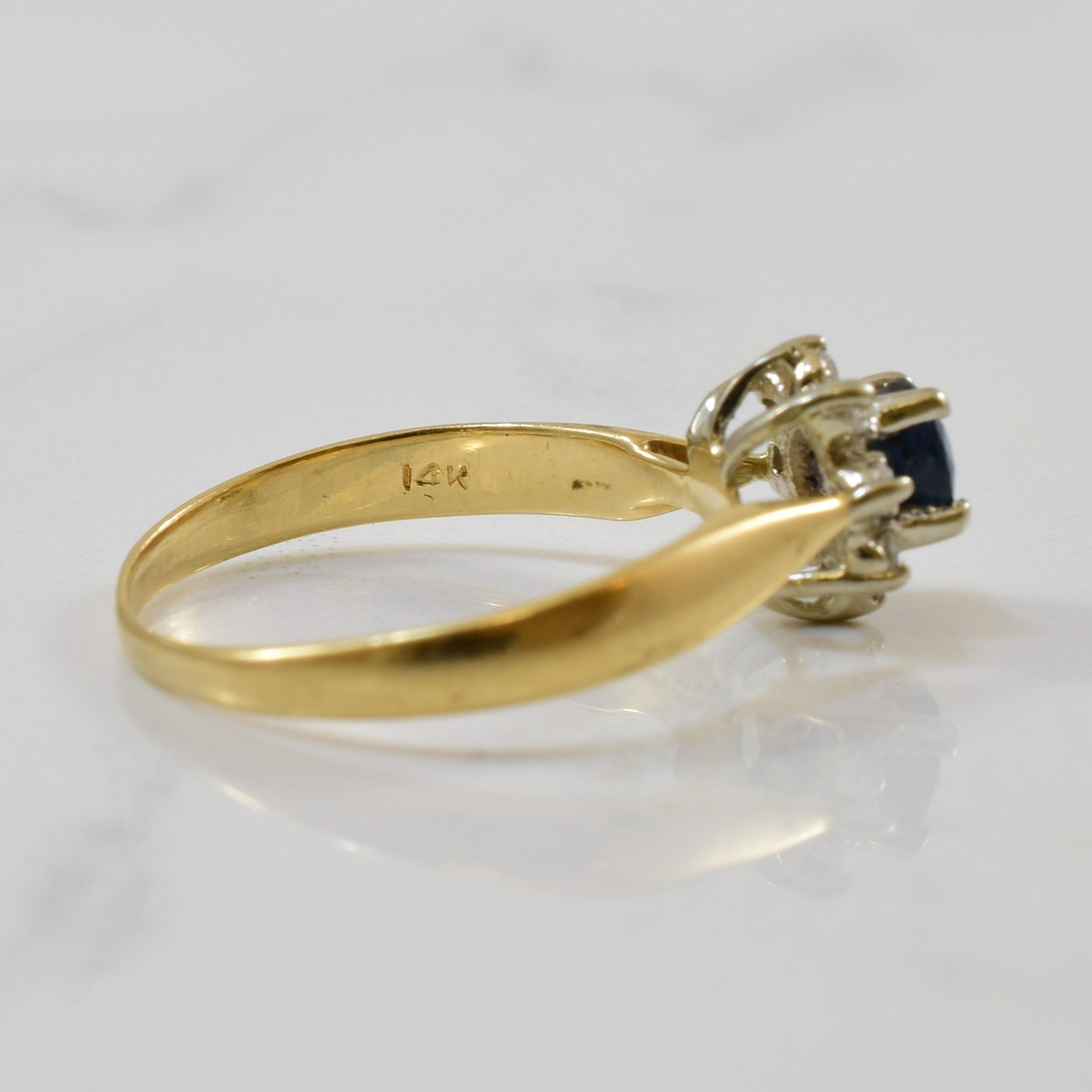 Blue Sapphire & Diamond Cathedral Ring | 0.35ct, 0.07ctw | SZ 5.75 |